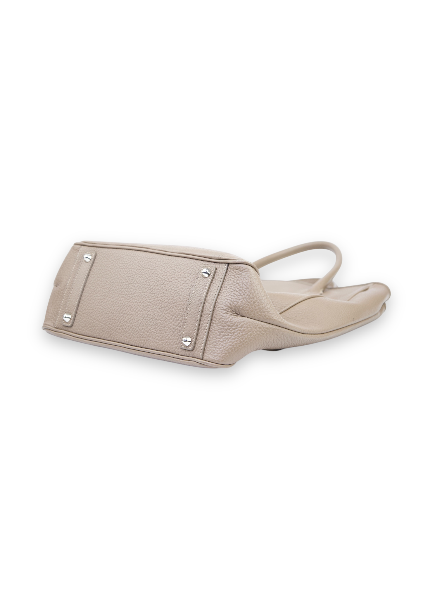 Acate Taupe Grain Leather Tassel Tote Bag