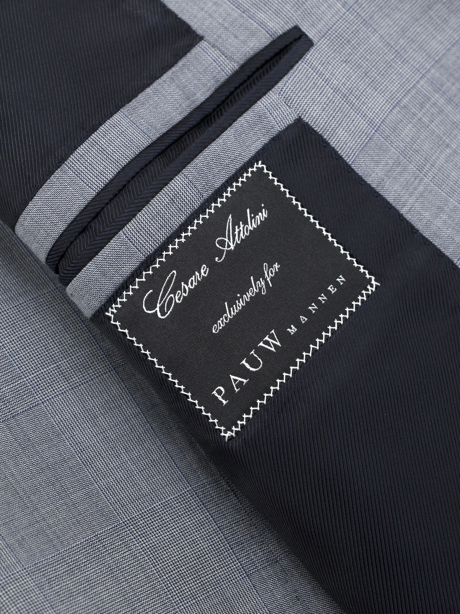 Cesare Attolini Light Grey & Steel Blue Super 150's & Silk Checkered Suit