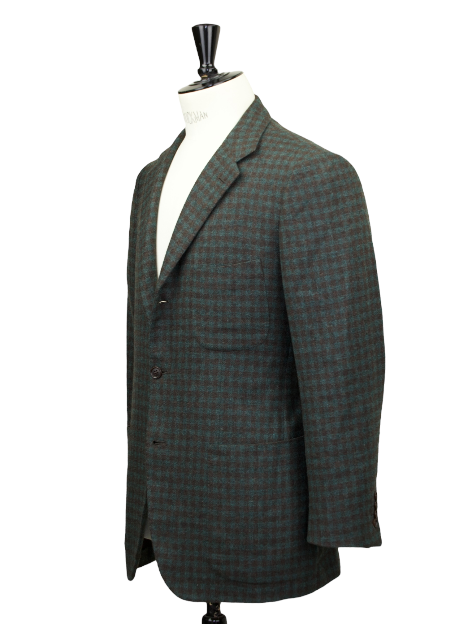 Kiton Green & Brown Cashmere, Vicuña & Silk Gingham-Check Jacket