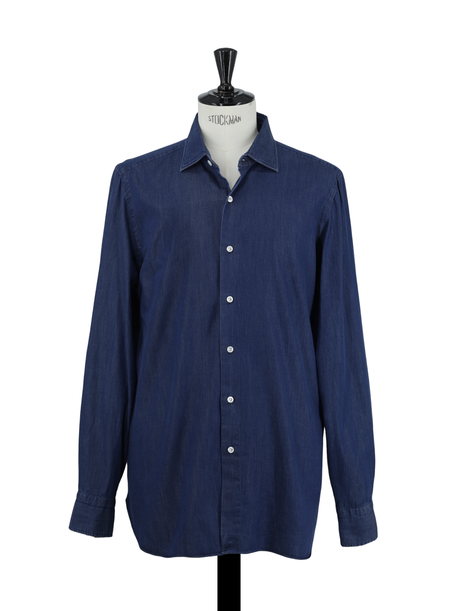 Finamore Indigo Blue Cotton Denim Twill Shirt