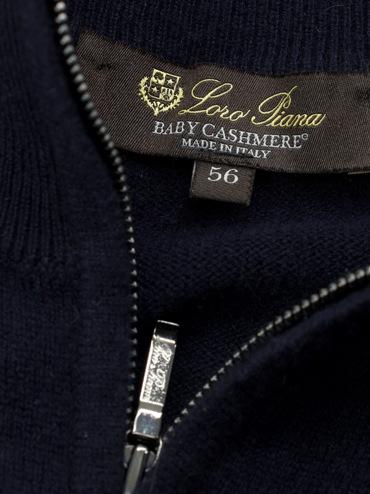 Loro Piana Navy Baby-Cashmere Half-Zip Sweater