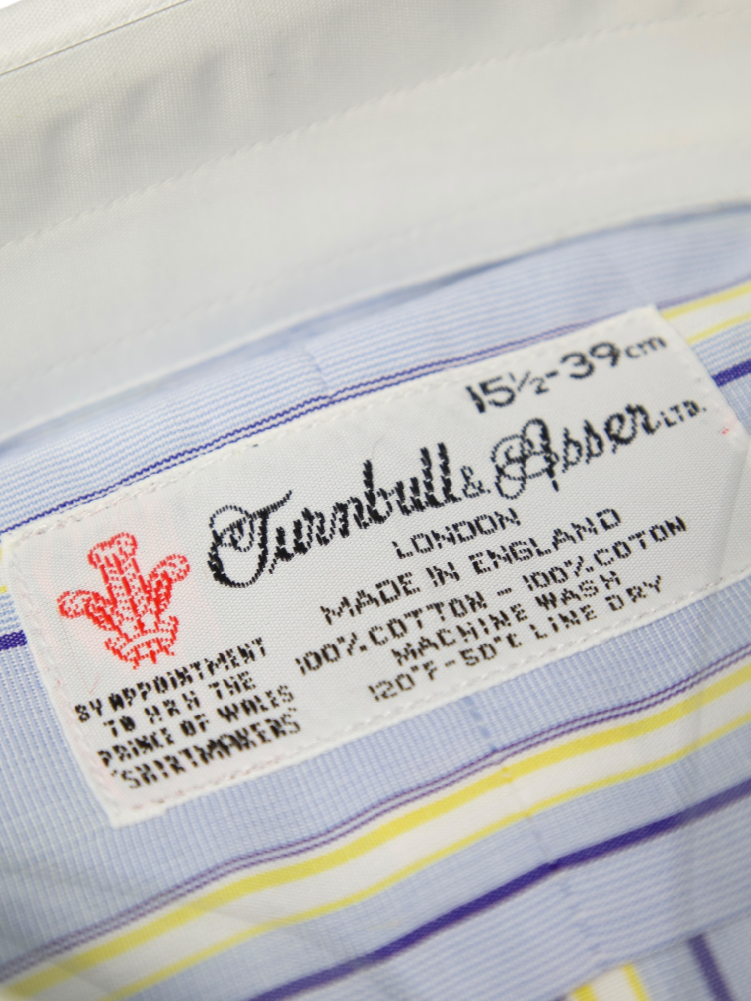 Turnbull & Asser Light Blue & Yellow Contrast Collar Striped Shirt