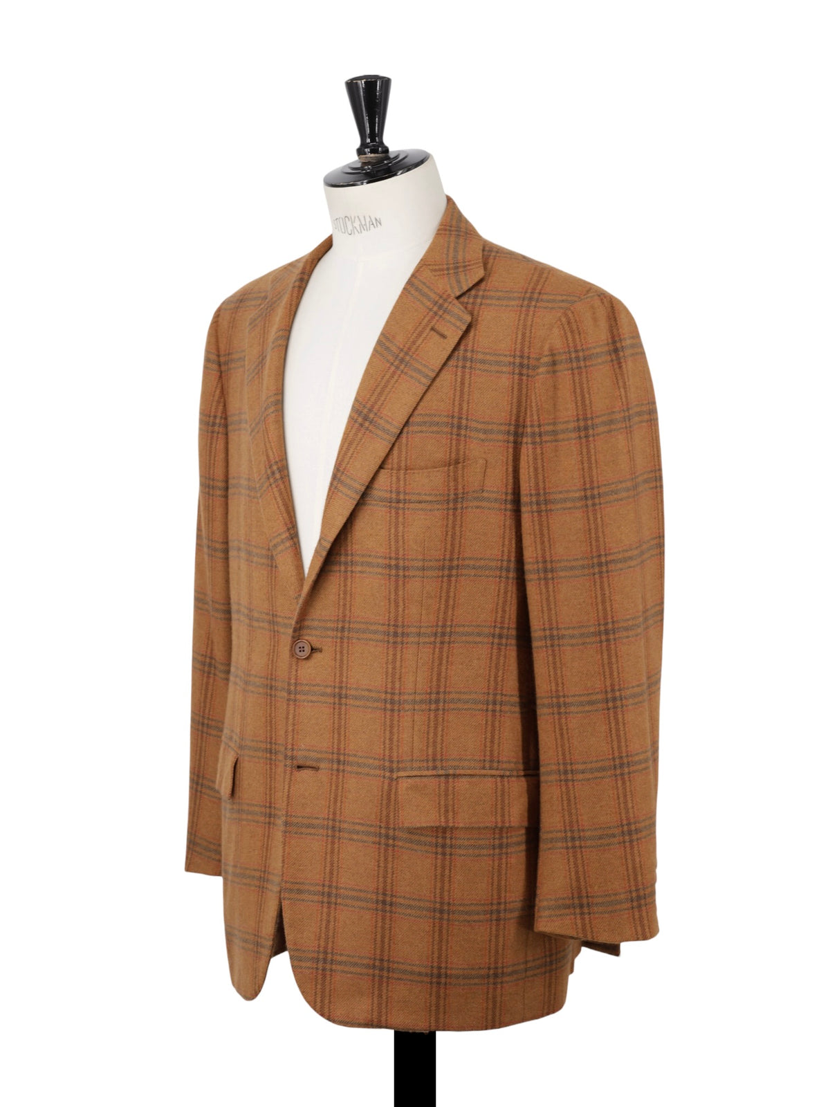 Kiton Orange & Brown Pure Cashmere Checkered Jacket