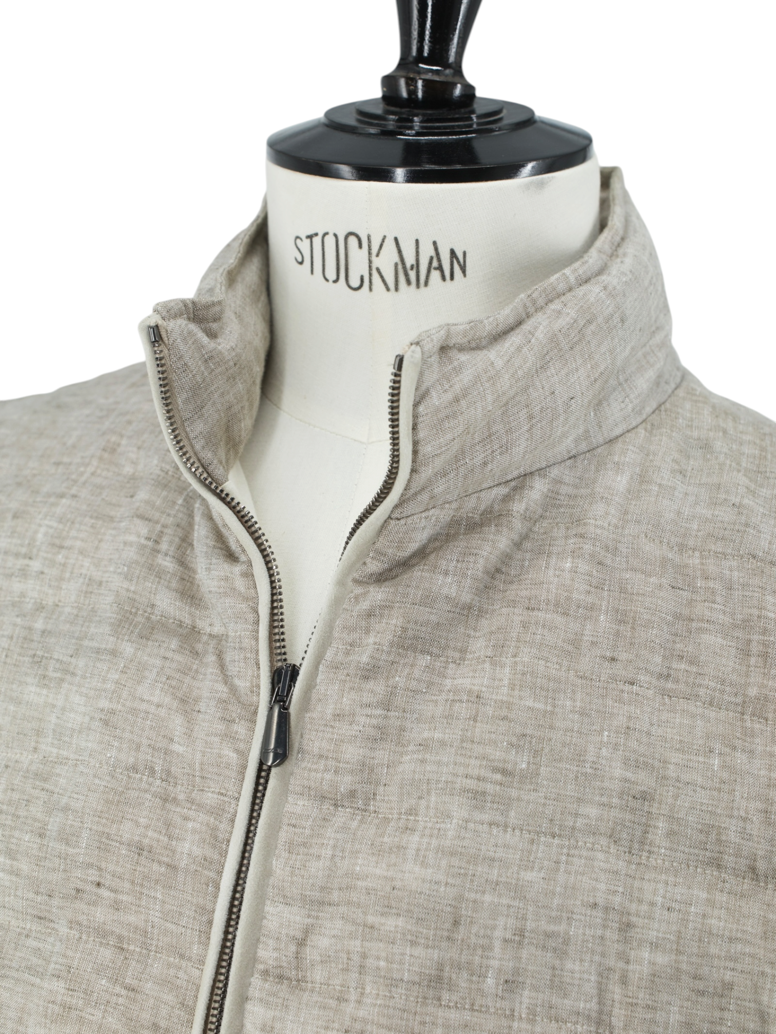 Cesare Attolini Greige Linen Padded Summer Bodywarmer Vest