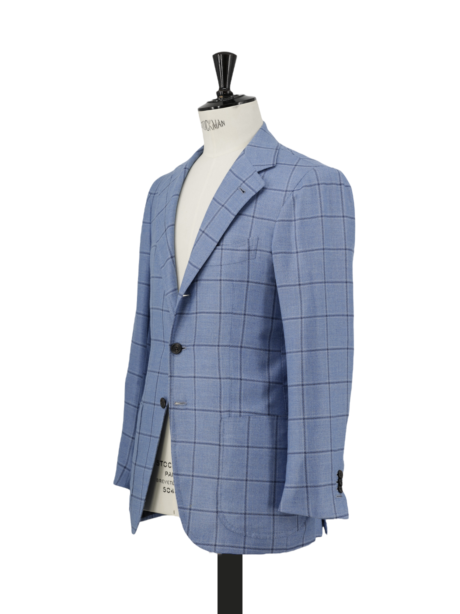 Orazio Luciano Light Blue Cashmere & Silk Windowpane Jacket