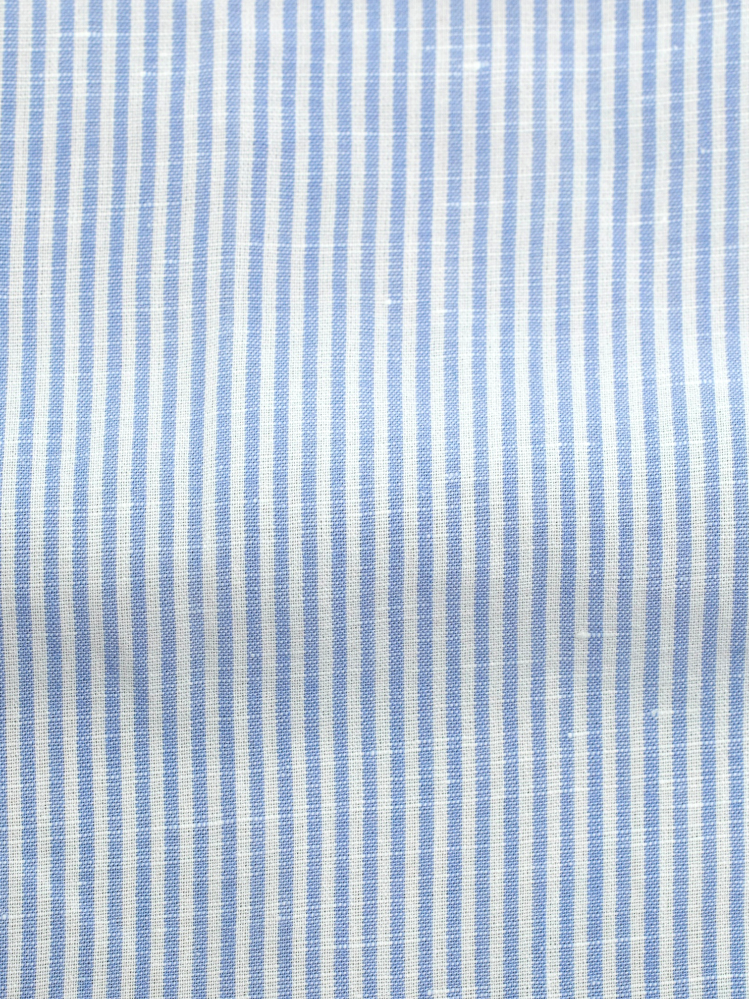 Finamore Light Blue & White Pure Linen Pinstripe Shirt