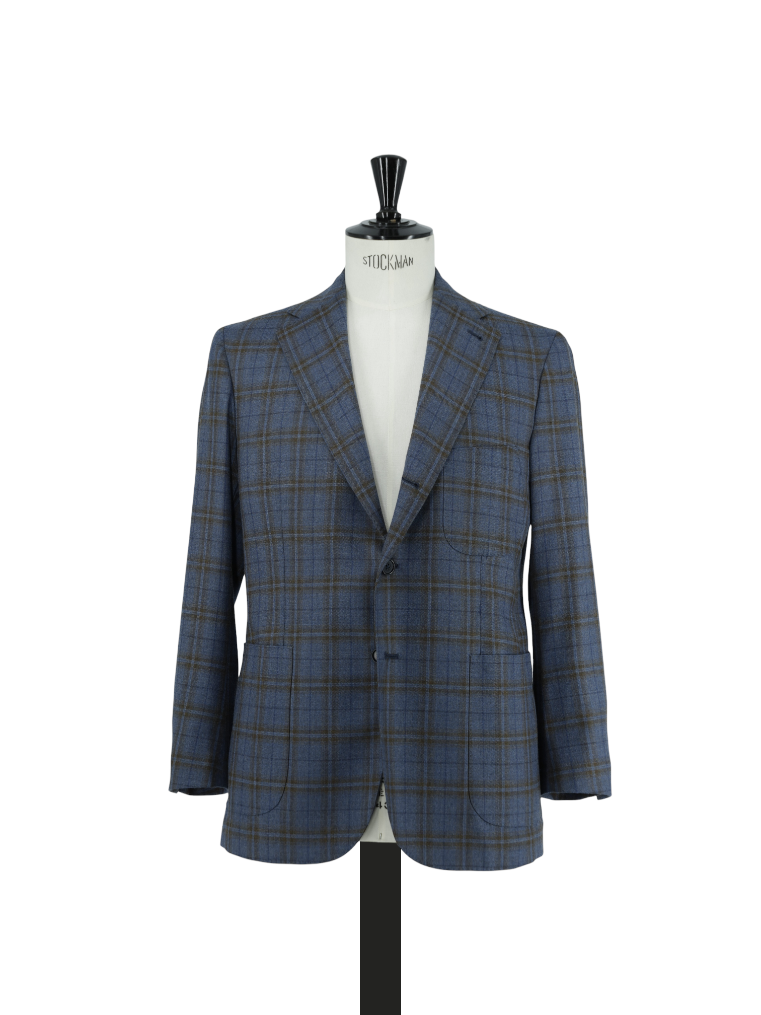 Cordone Steel Blue & Brown Pure-Wool Overcheck Jacket