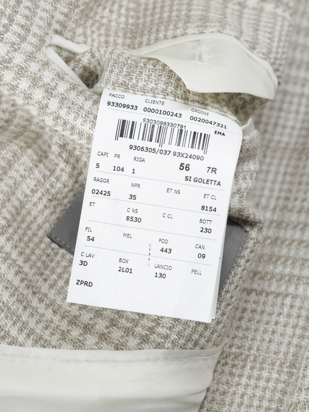 Corneliani Greige Wool & Linen Prince of Wales Jacket