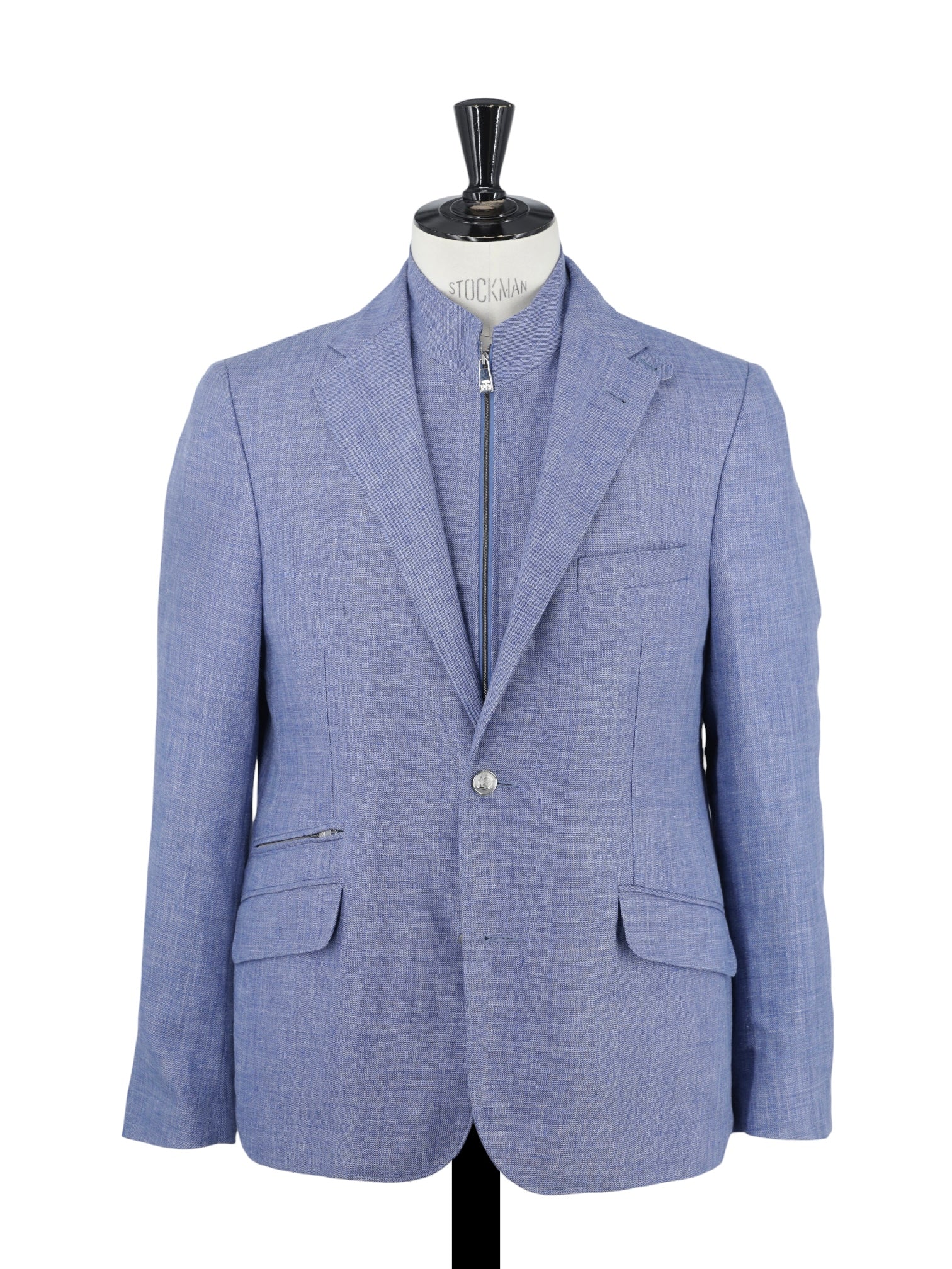 Corneliani ID Ice Blue Linen & Wool Melange Vespa Jacket