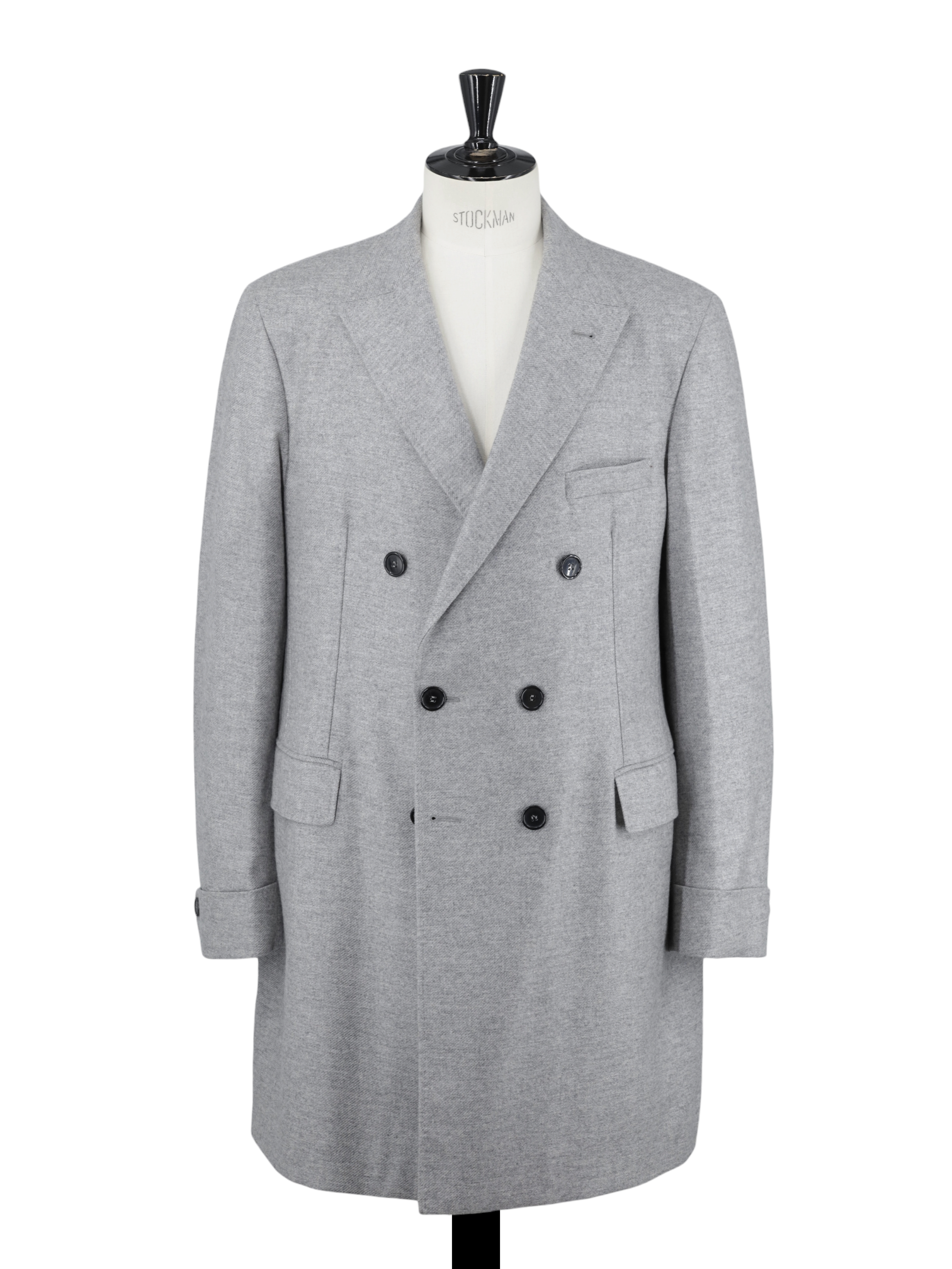 Doriani Light Grey Pure Cashmere Double-Breasted Twill Overcoat