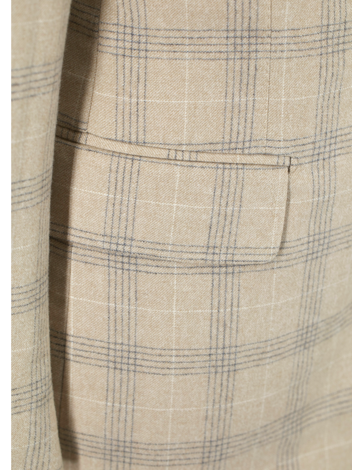 Isaia Beige & Grey Pure Wool Checkered "Amalfi" Jacket