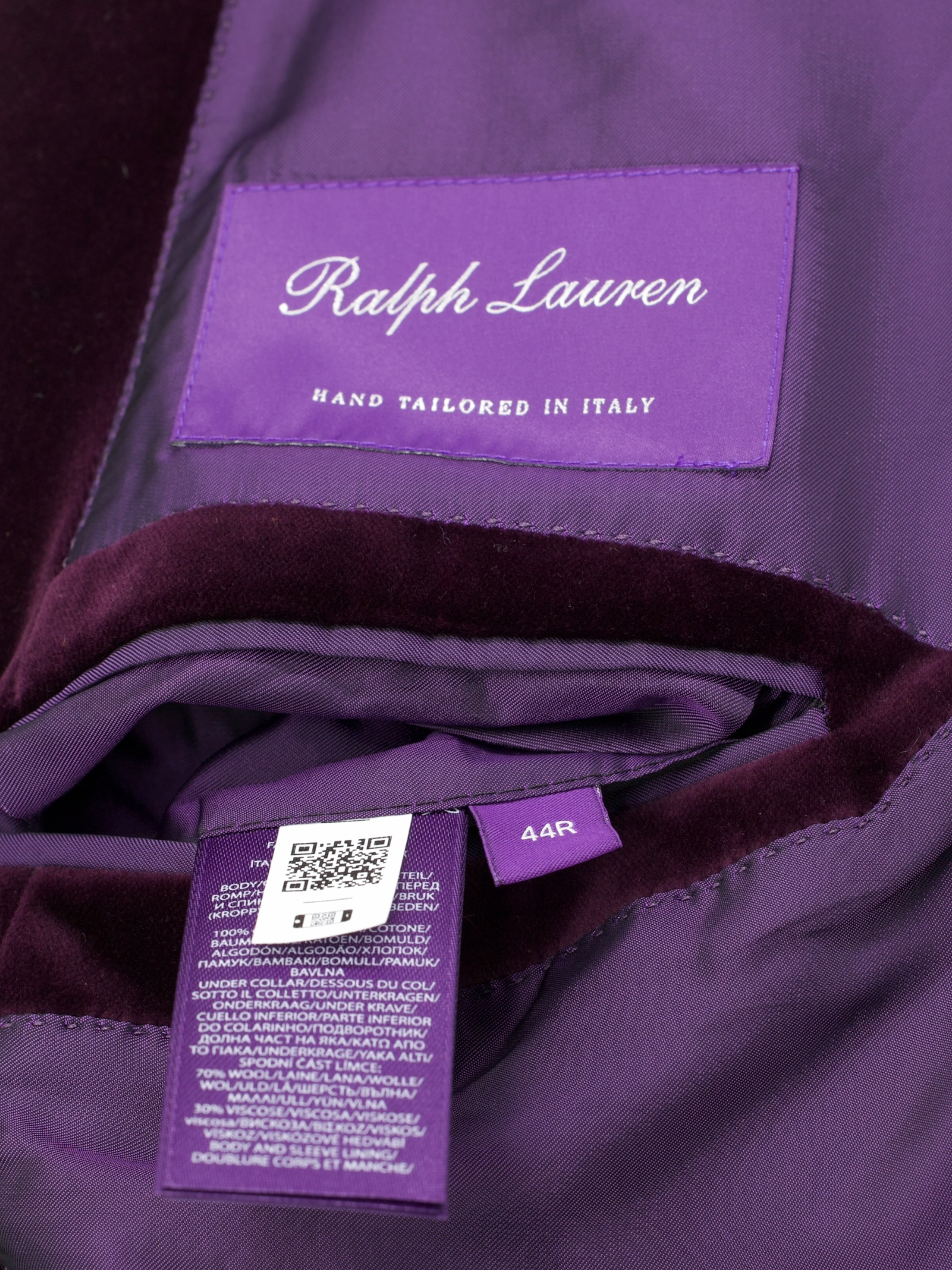 Ralph Lauren Purple Label Aubergine Cotton Velvet Smoking Jacket