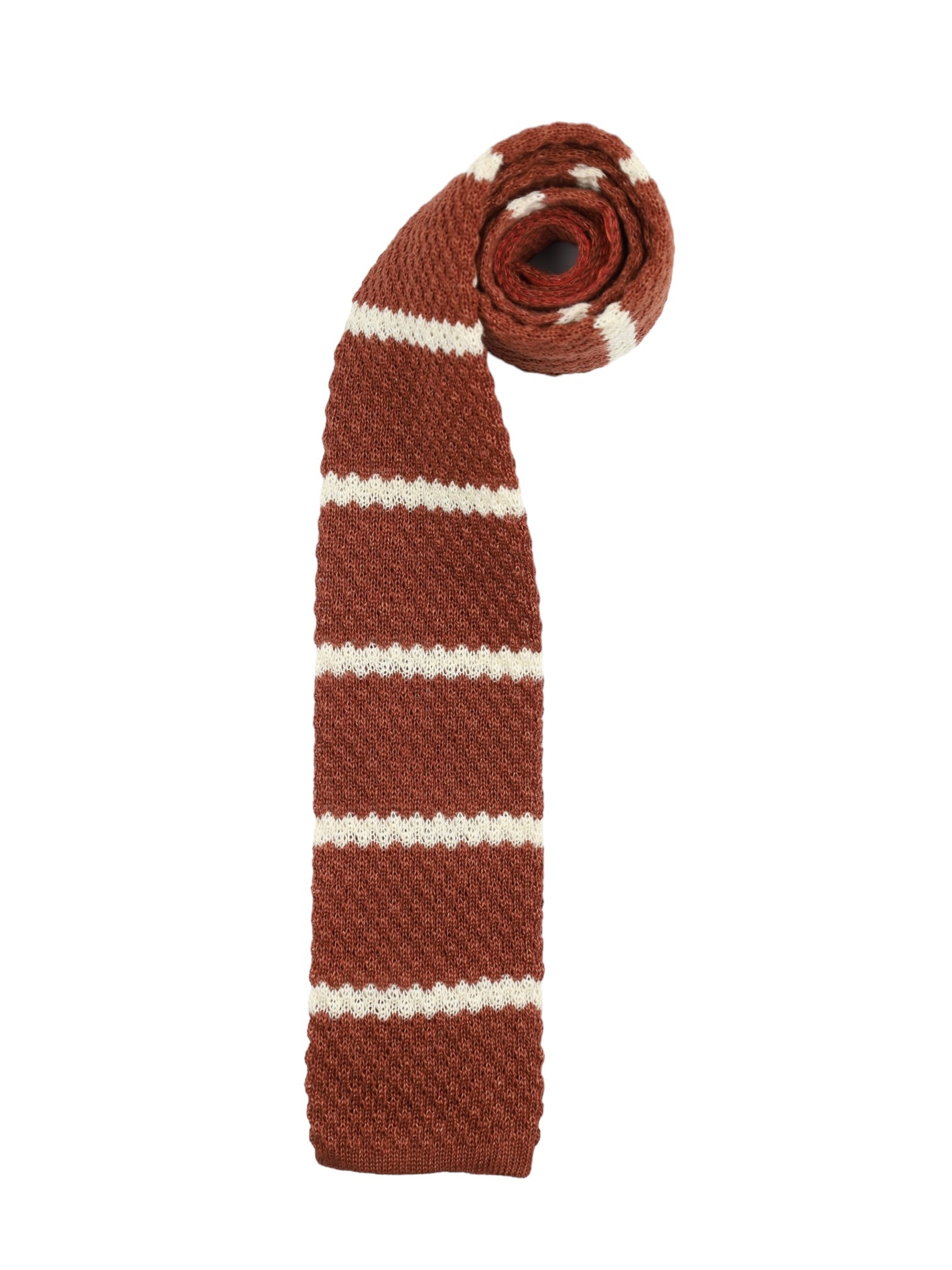 Kiton Burnt Orange Horizontal Stripe Linen Tie