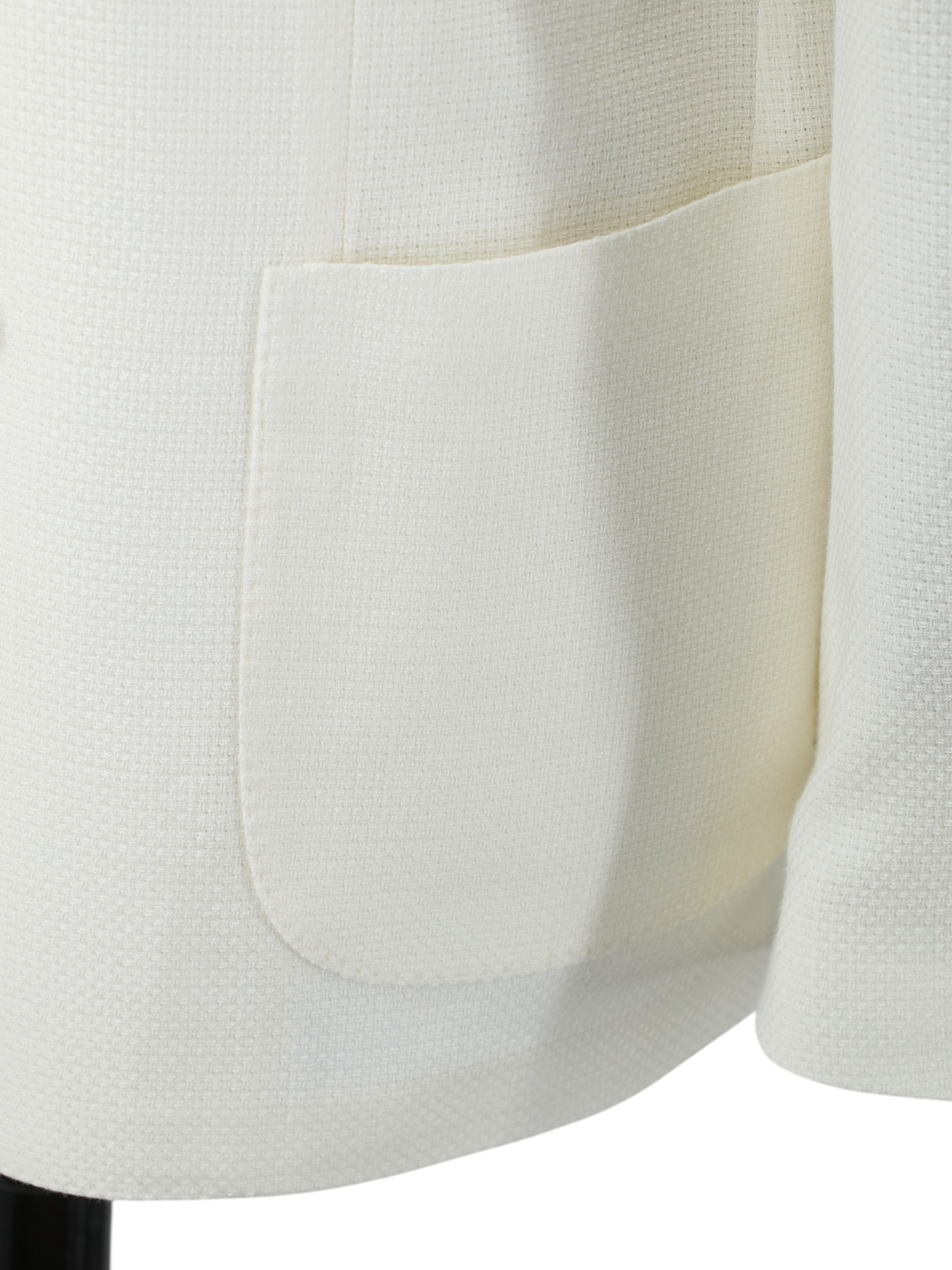 Lardini White Double Breasted Wool, Linen & Silk Hopsack Jacket