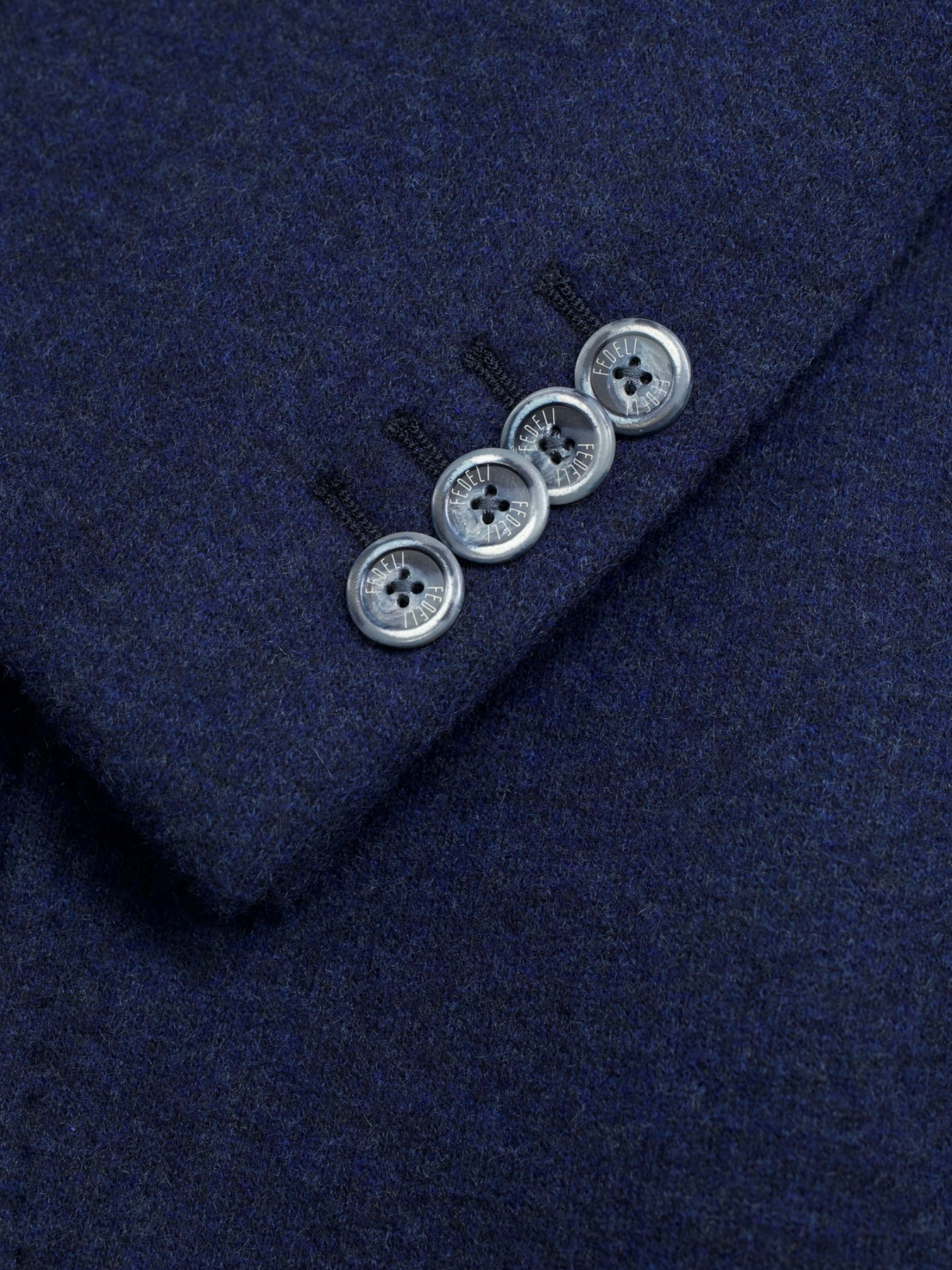 Fedeli Dark Blue Pure Cashmere Tubular-Collar "Damon" Jacket