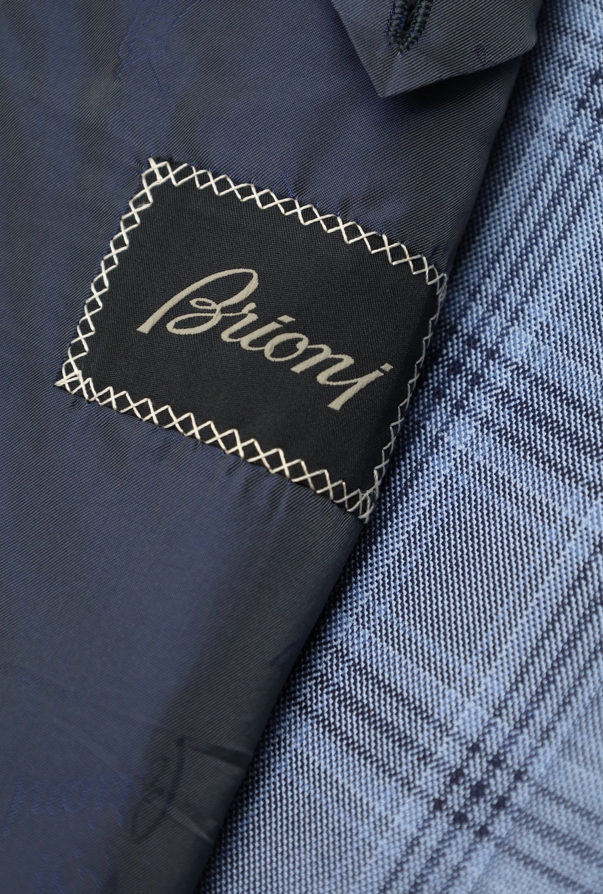 Brioni Slate Blue Parlamento Silk & Wool Overcheck Jacket