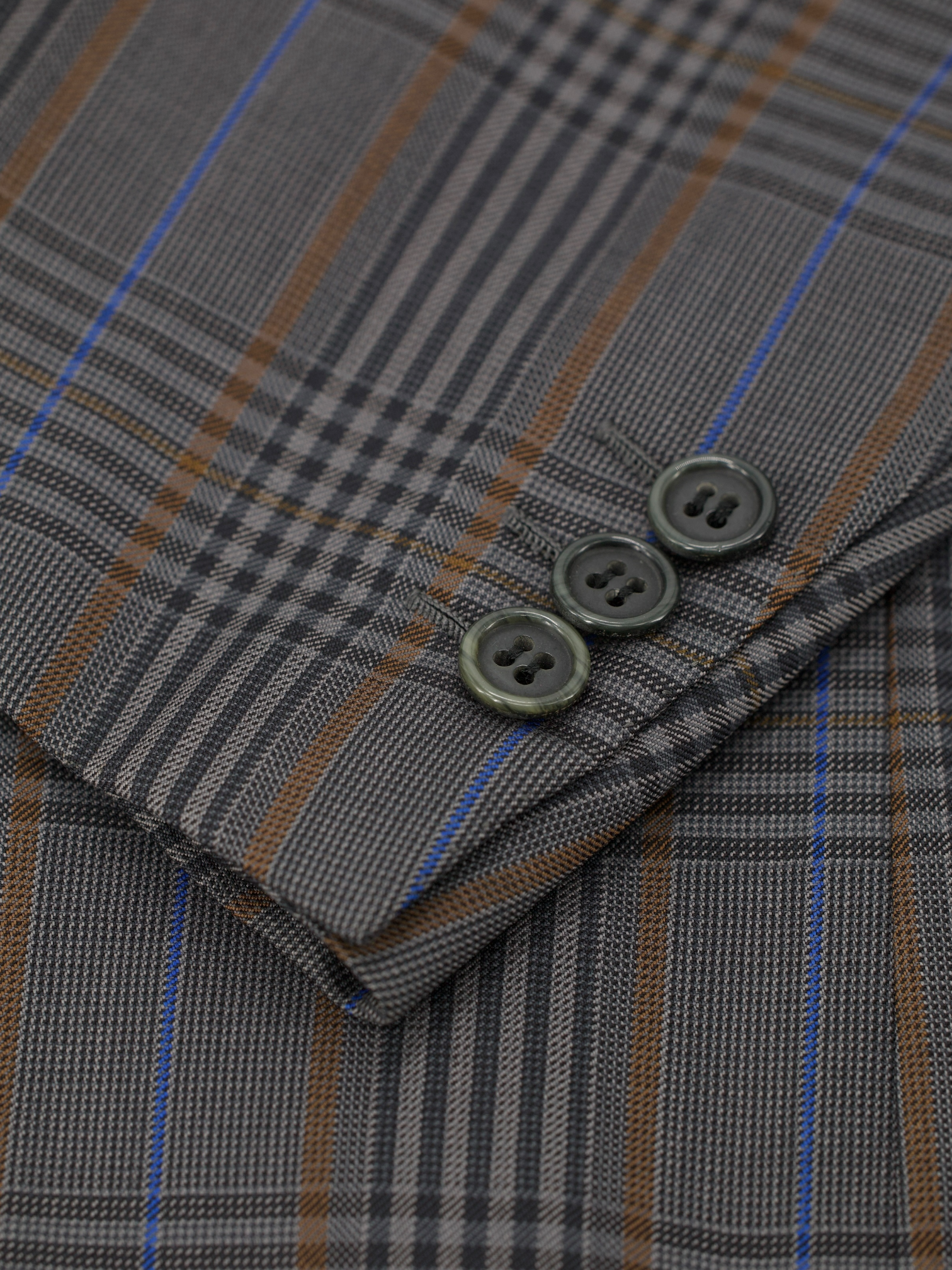 Brioni Vintage Warm Taupe & Azure Blue Wool Overcheck Jacket