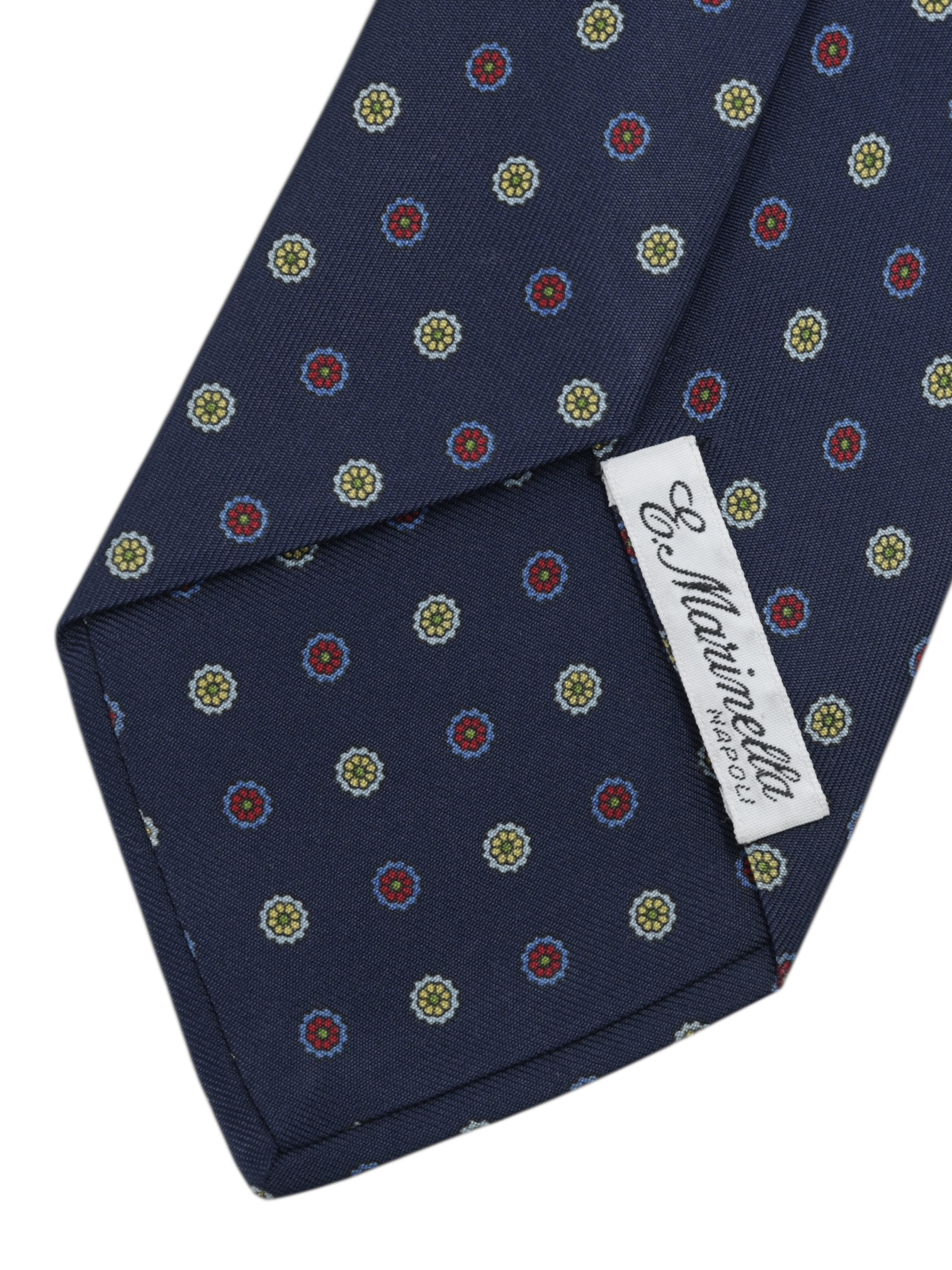 E.Marinella Dark Blue Silk Multicolor Floral Pattern Tie