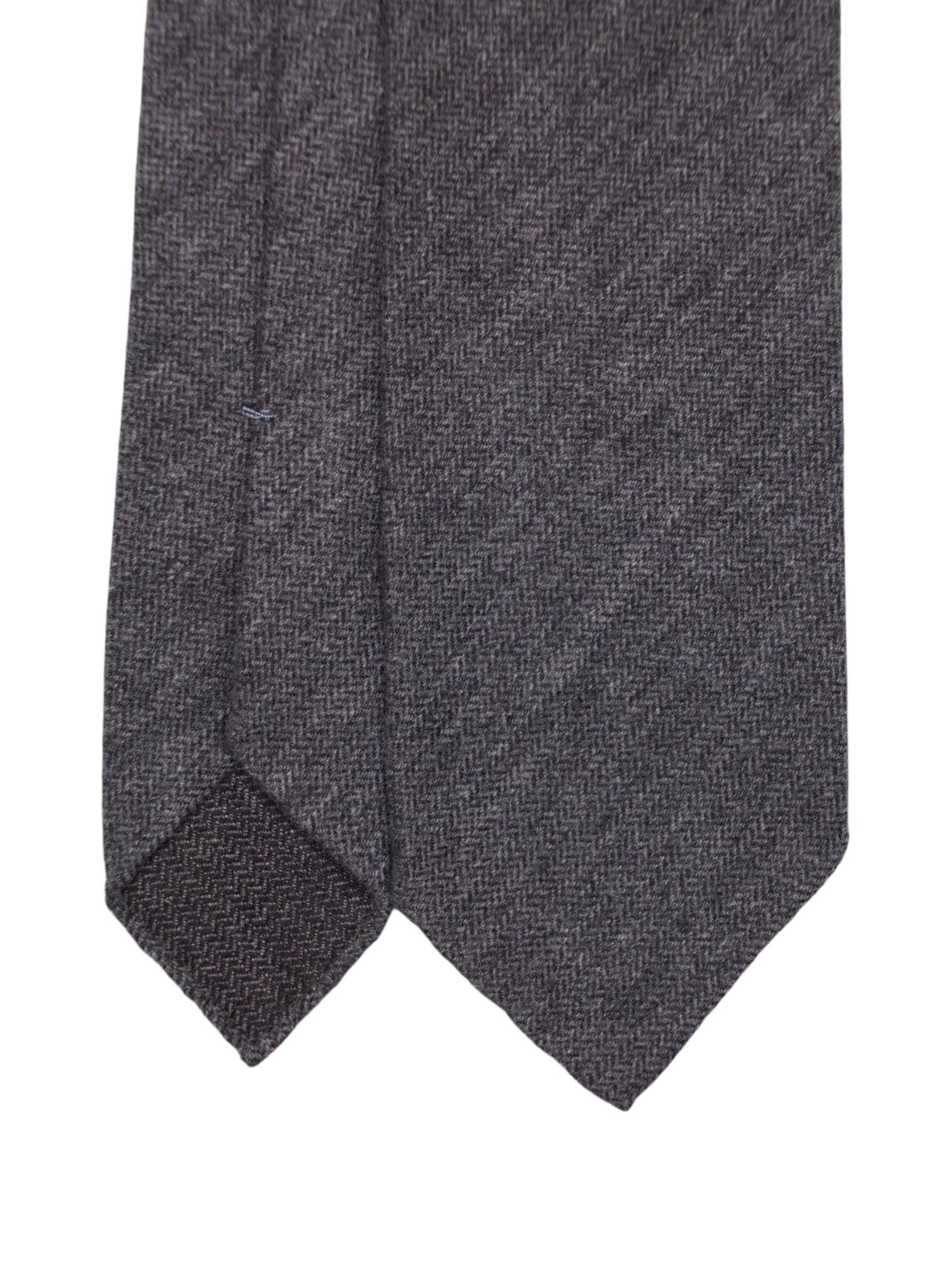 Kiton 5-Fold Grey Handrolled Cashmere, Wool & Silk Zigzag Pattern Tie