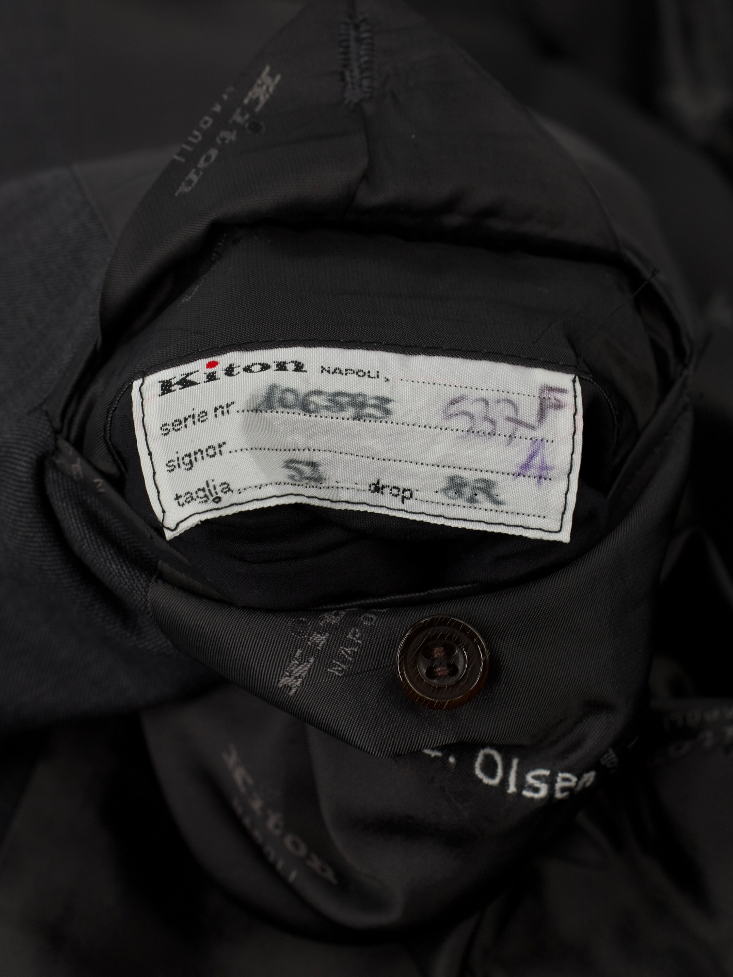 Kiton Dark Grey "Diamante Blue" Wool Sharkskin Suit