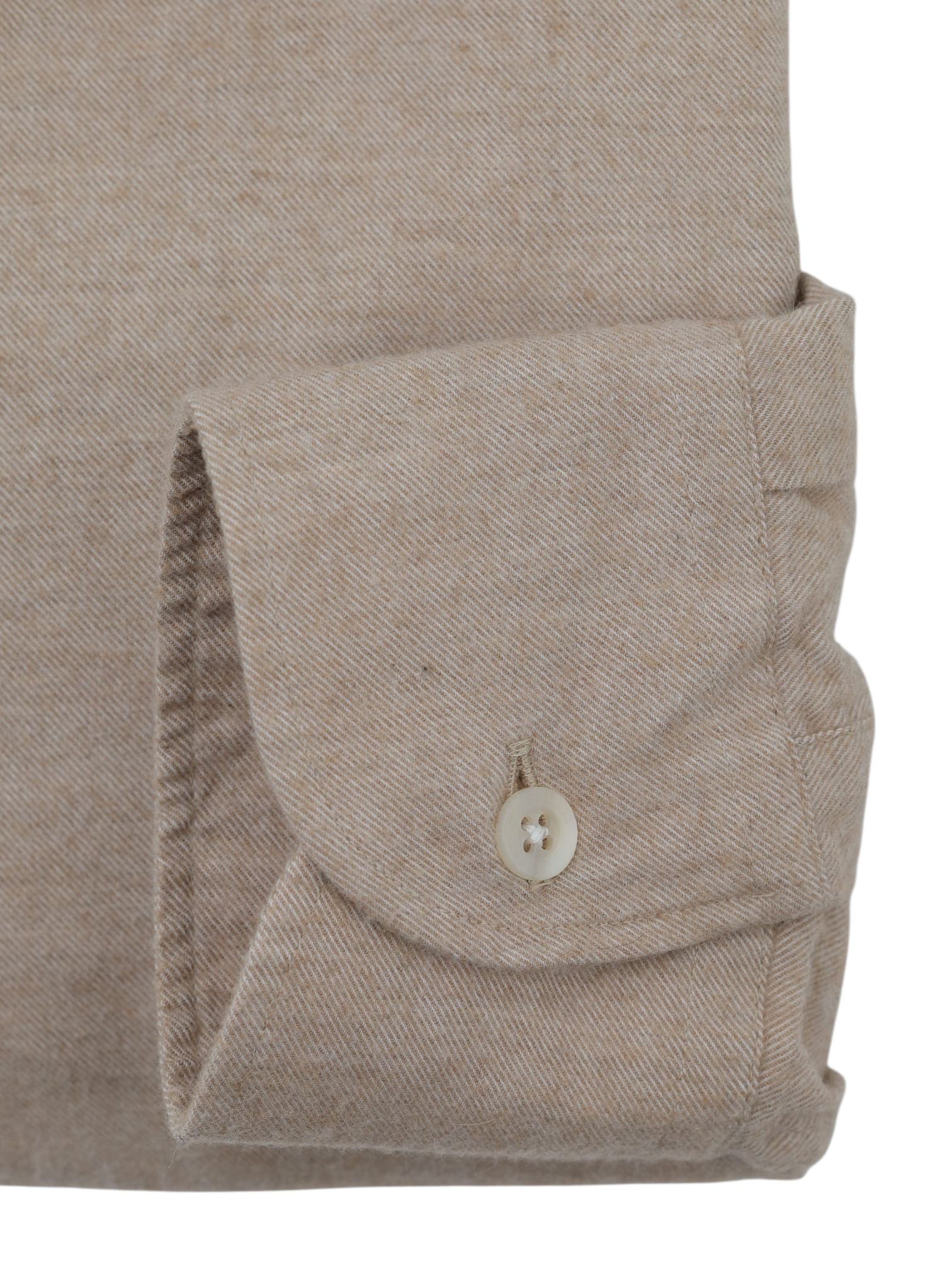 Corneliani Light Brown Cotton & Cashmere Flannel One-Piece Collar Shirt