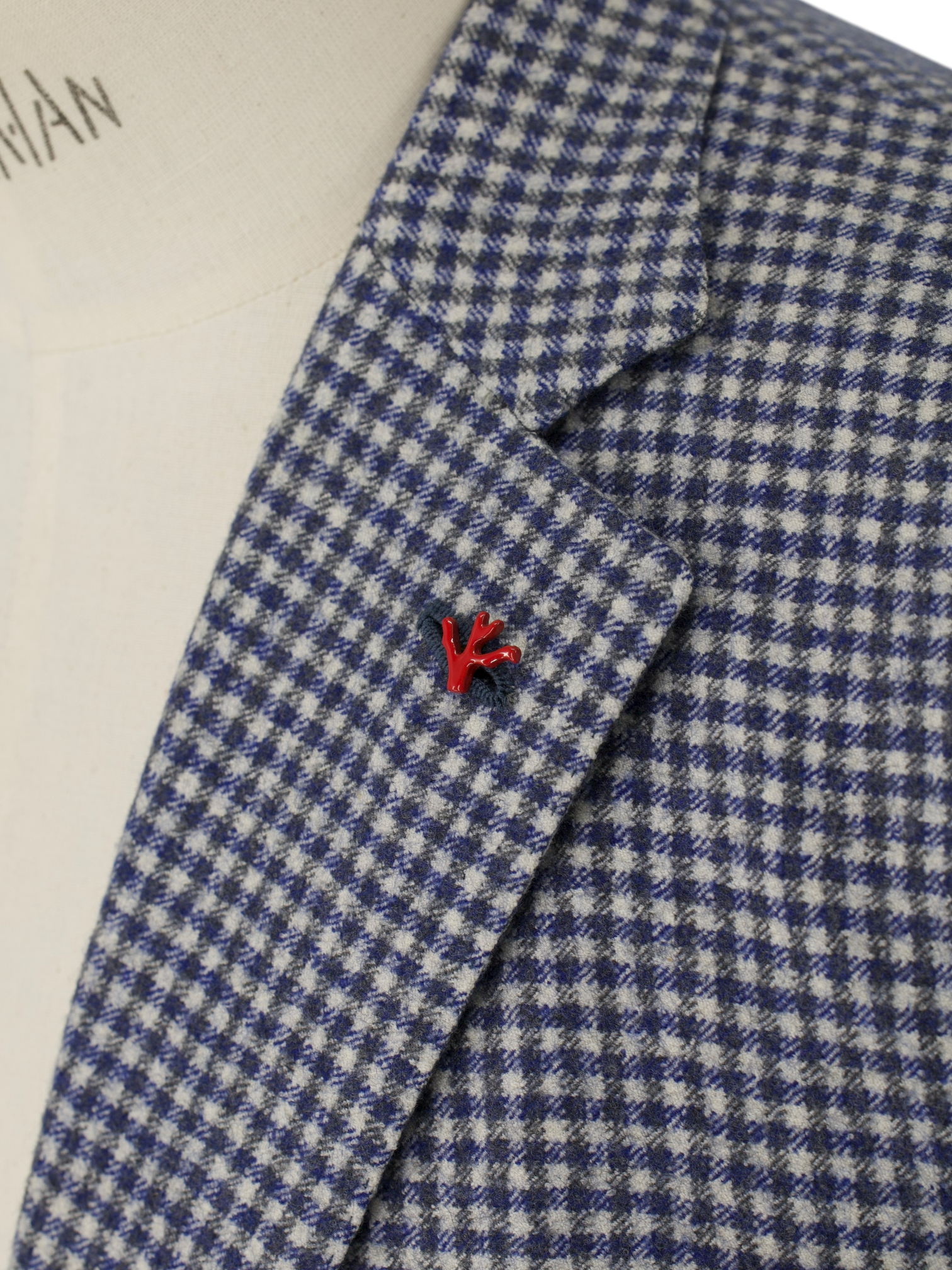 Isaia Blue Brushed-Wool Flannel Gun Check Jacket