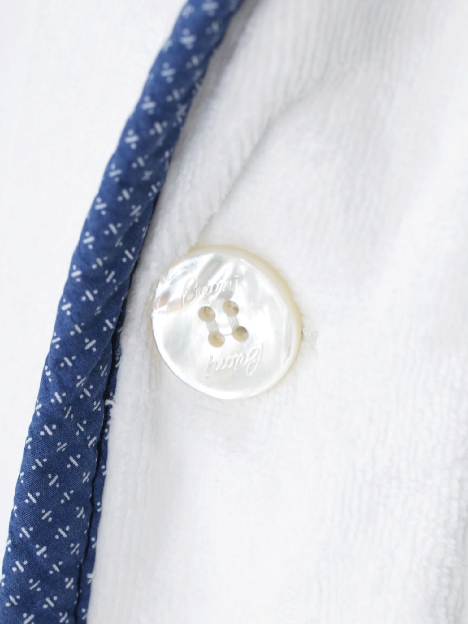 Brioni White Cotton Terry Towelling Flâneur Jacket