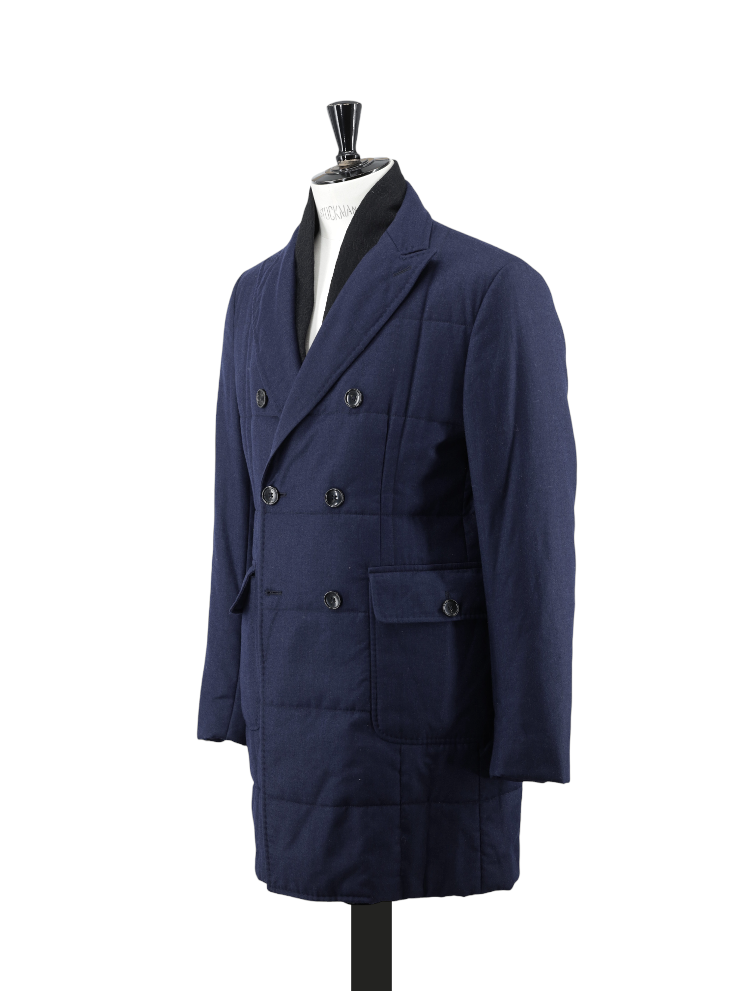 Montecore Navy Wool & Silk Rain System Padded Overcoat