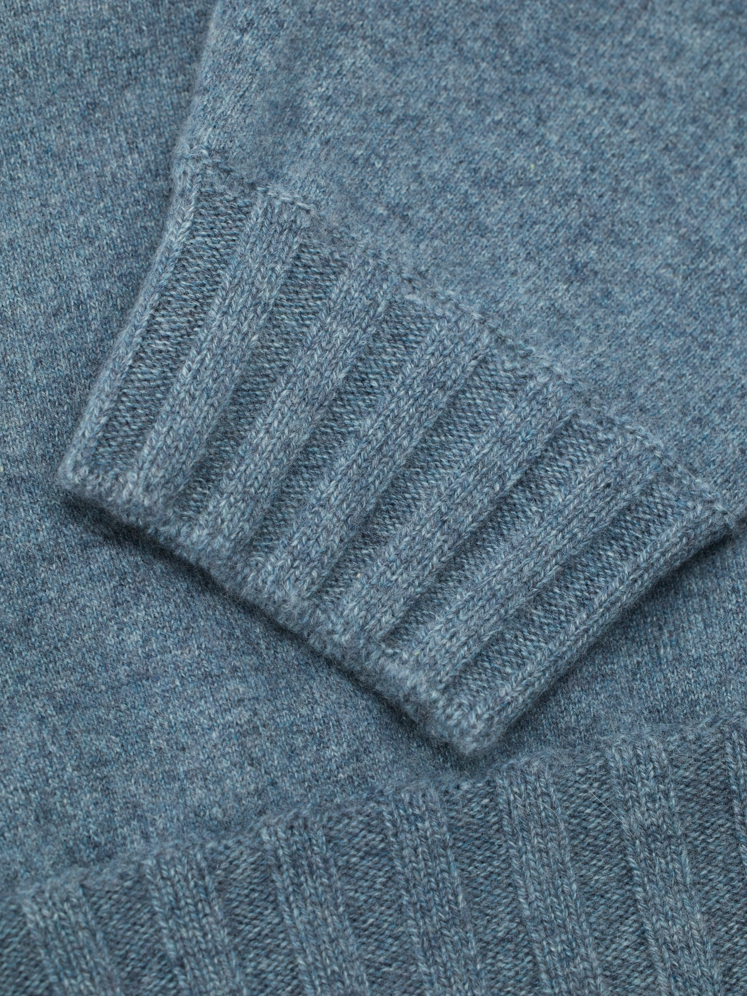 Cesare Attolini Steel Blue Duvet Cashmere Half-Zip Knitwear