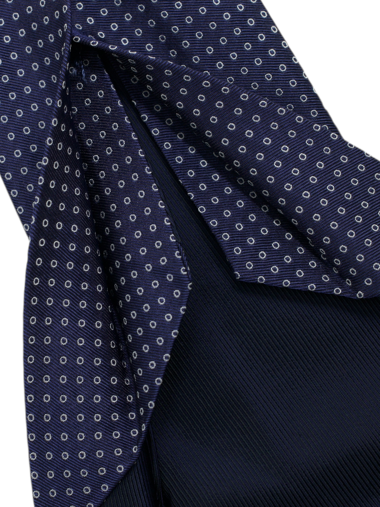 Luigi Borrelli 5-Fold Navy Silk Circle Pattern Tie