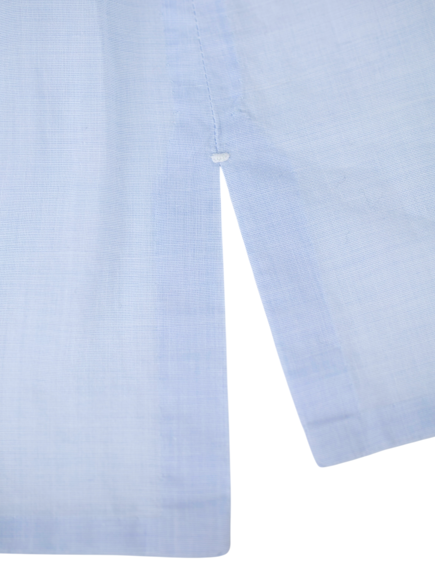 Kiton Ice-Blue Cotton Plain Summer Shirt