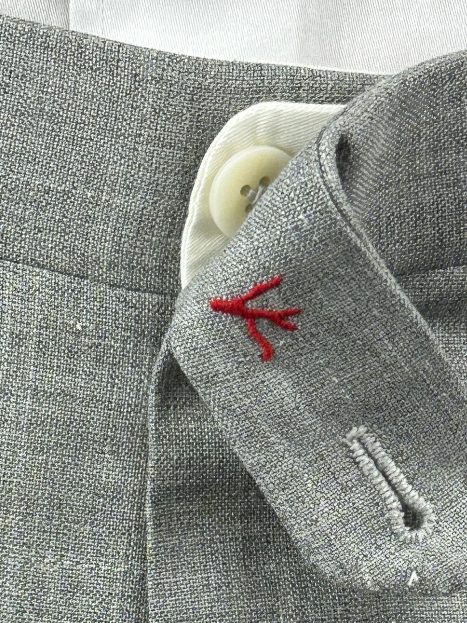 Isaia Light Grey Melange Wool Trousers