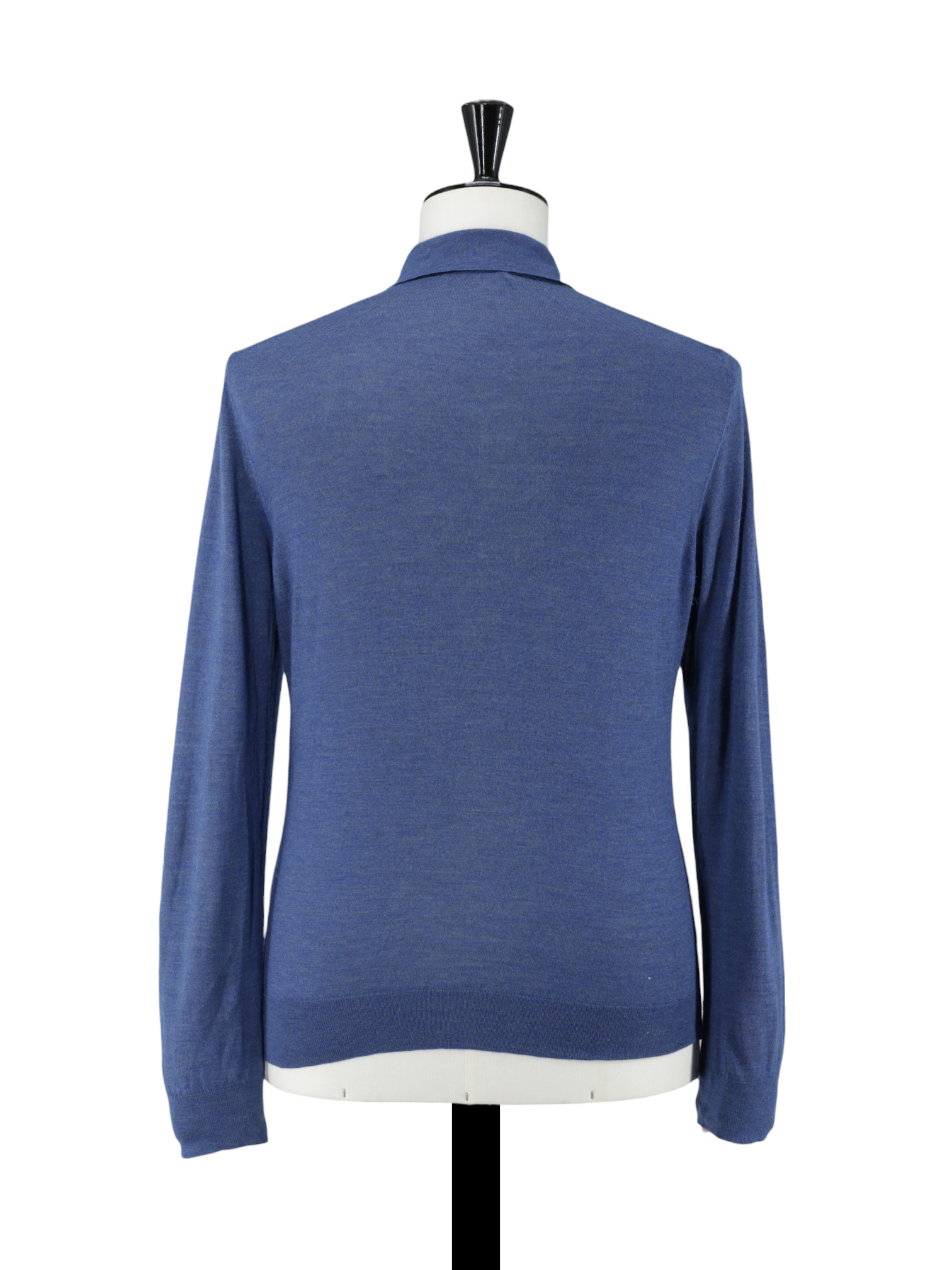 Corneliani Blue Cashmere & Silk Long-Sleeve Polo