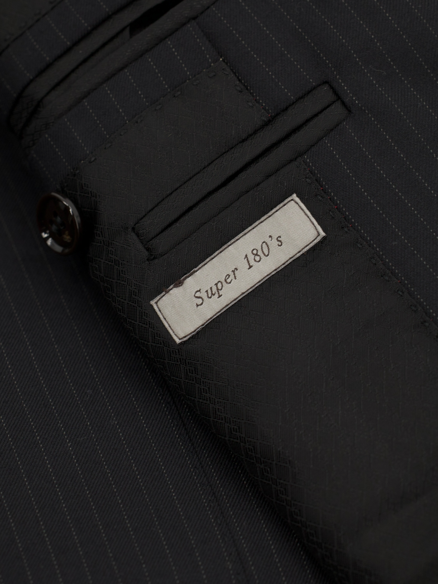 Canali Black Super 180's Pencil-Stripe Suit