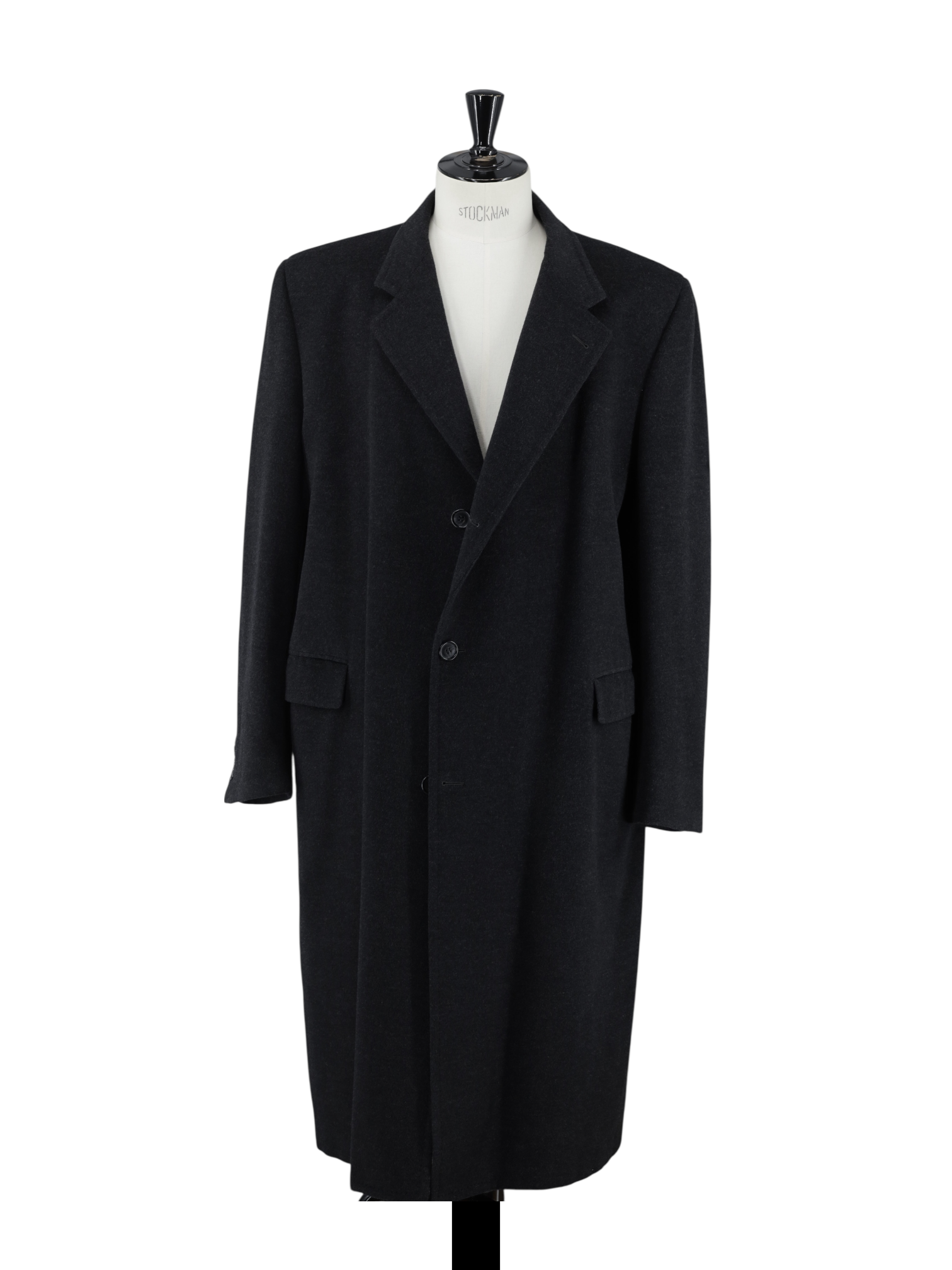 Corneliani Anthracite Vintage Wool & Cashmere Long Overcoat