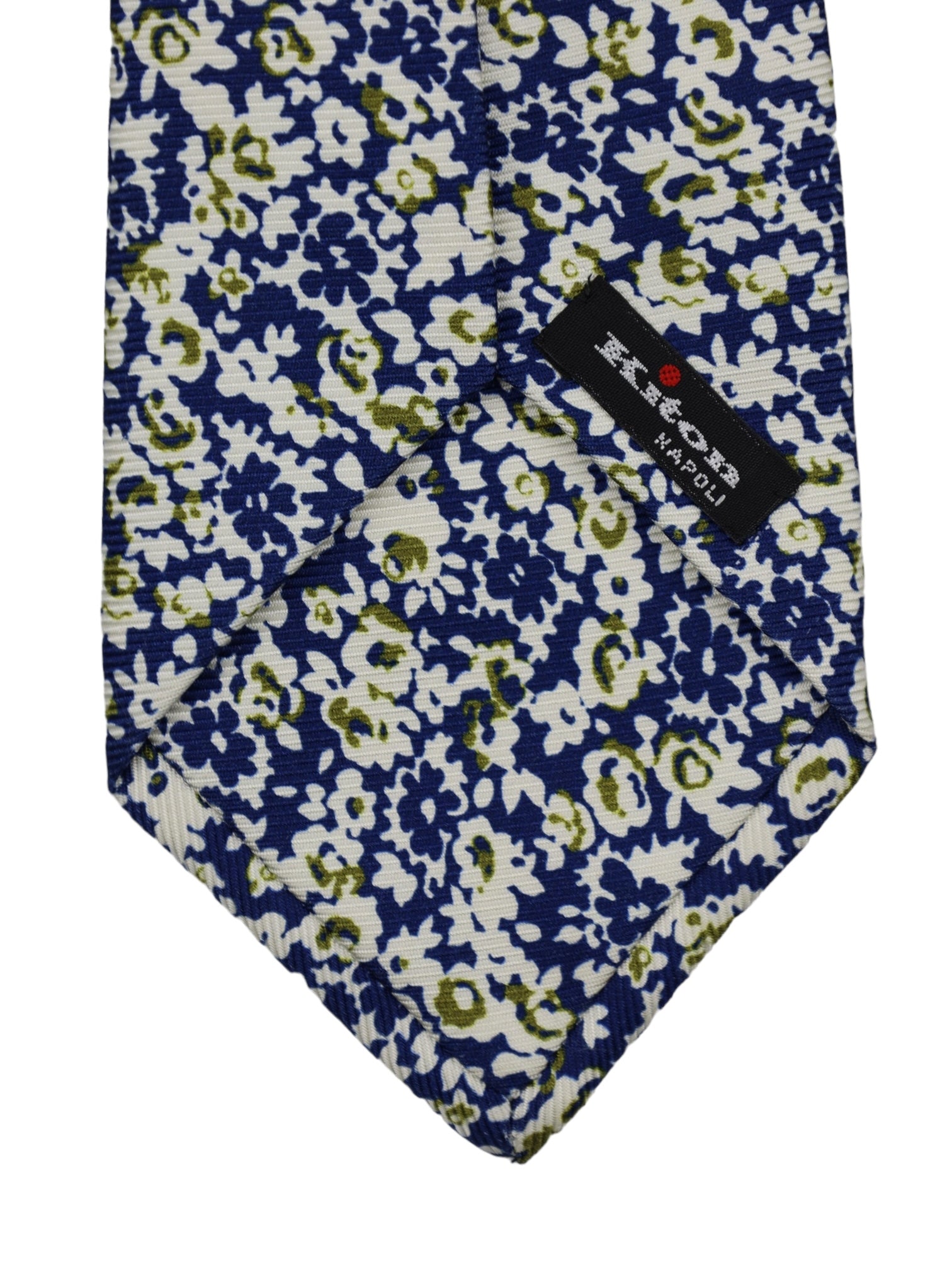 Kiton 5-Fold Blue & Crème Floral Silk Tie