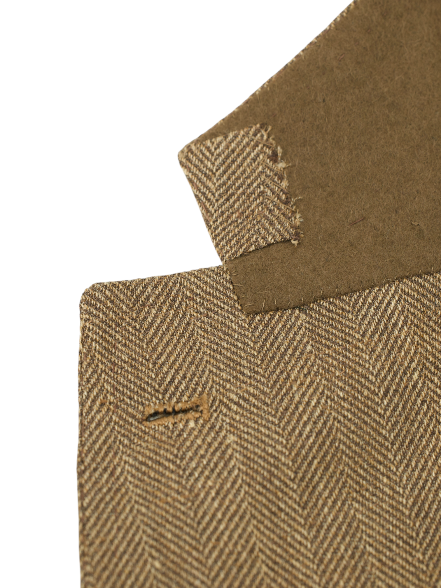 Orazio Luciano Brown Wool, Silk & Linen Herringbone Jacket