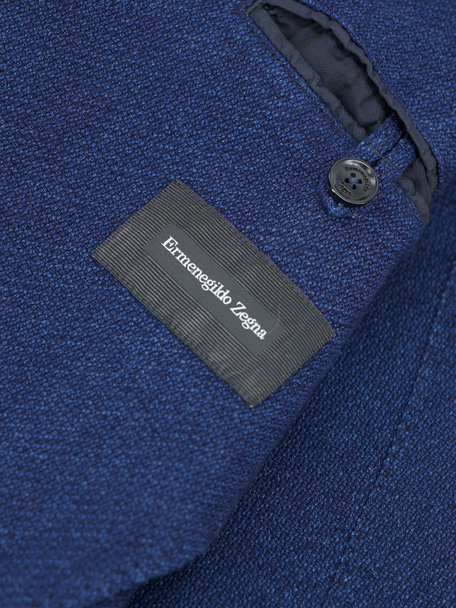 Ermenegildo Zegna Dark Blue Pure Cotton Unconstructed Micro-Pattern Jacket
