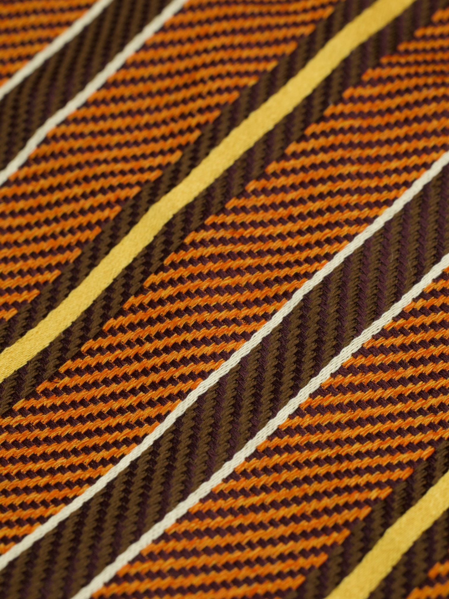 Kiton 5-Fold Burnt Orange & Brown Handrolled Silk Striped Tie