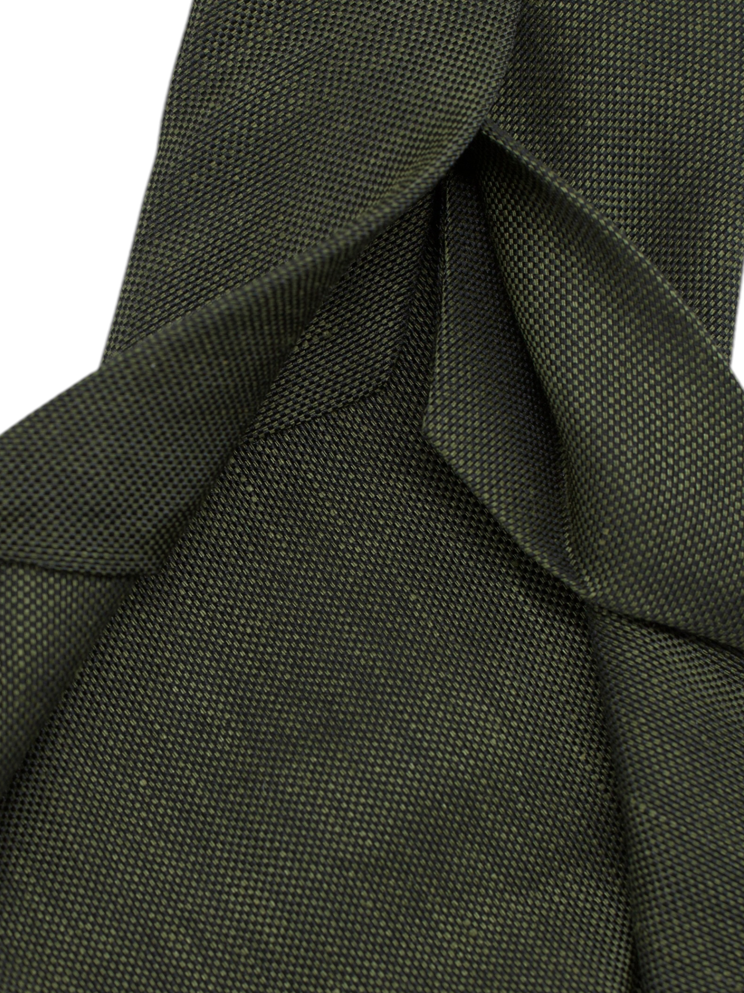 Kiton 5-Fold Dark Green Linen & Silk Pinpoint Tie