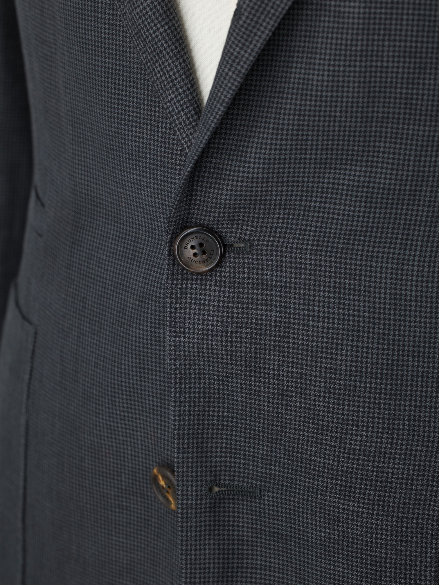 Brunello Cucinelli Warm Grey Wool, Linen & Silk Puppytooth Jacket