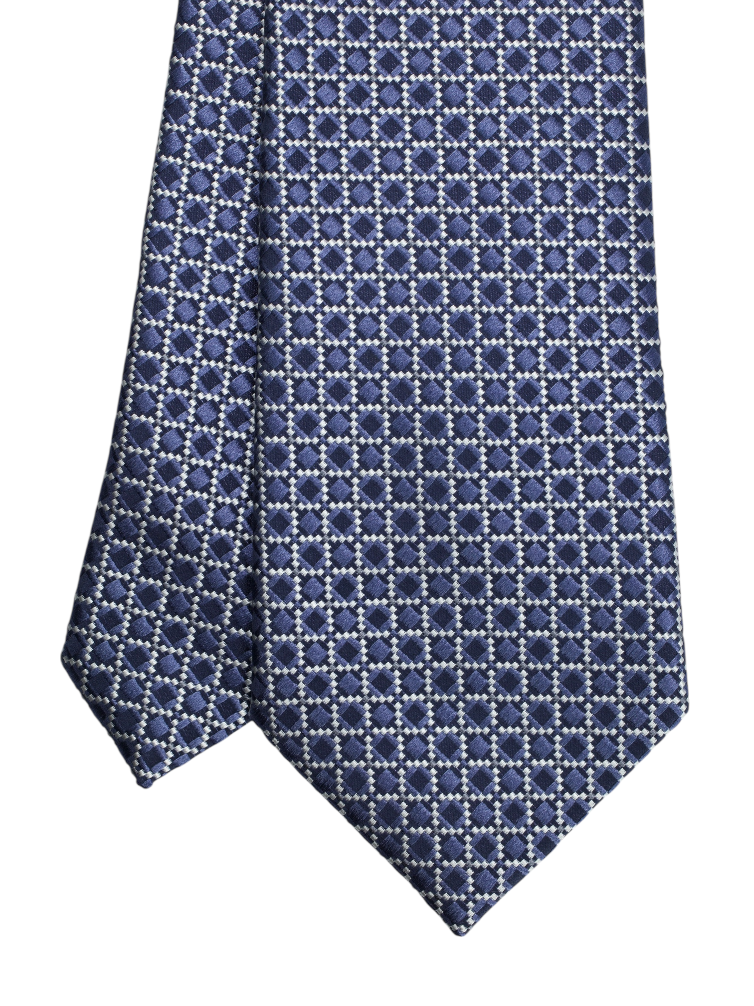 Ermenegildo Zegna Navy Silk Geometric Pattern Tie