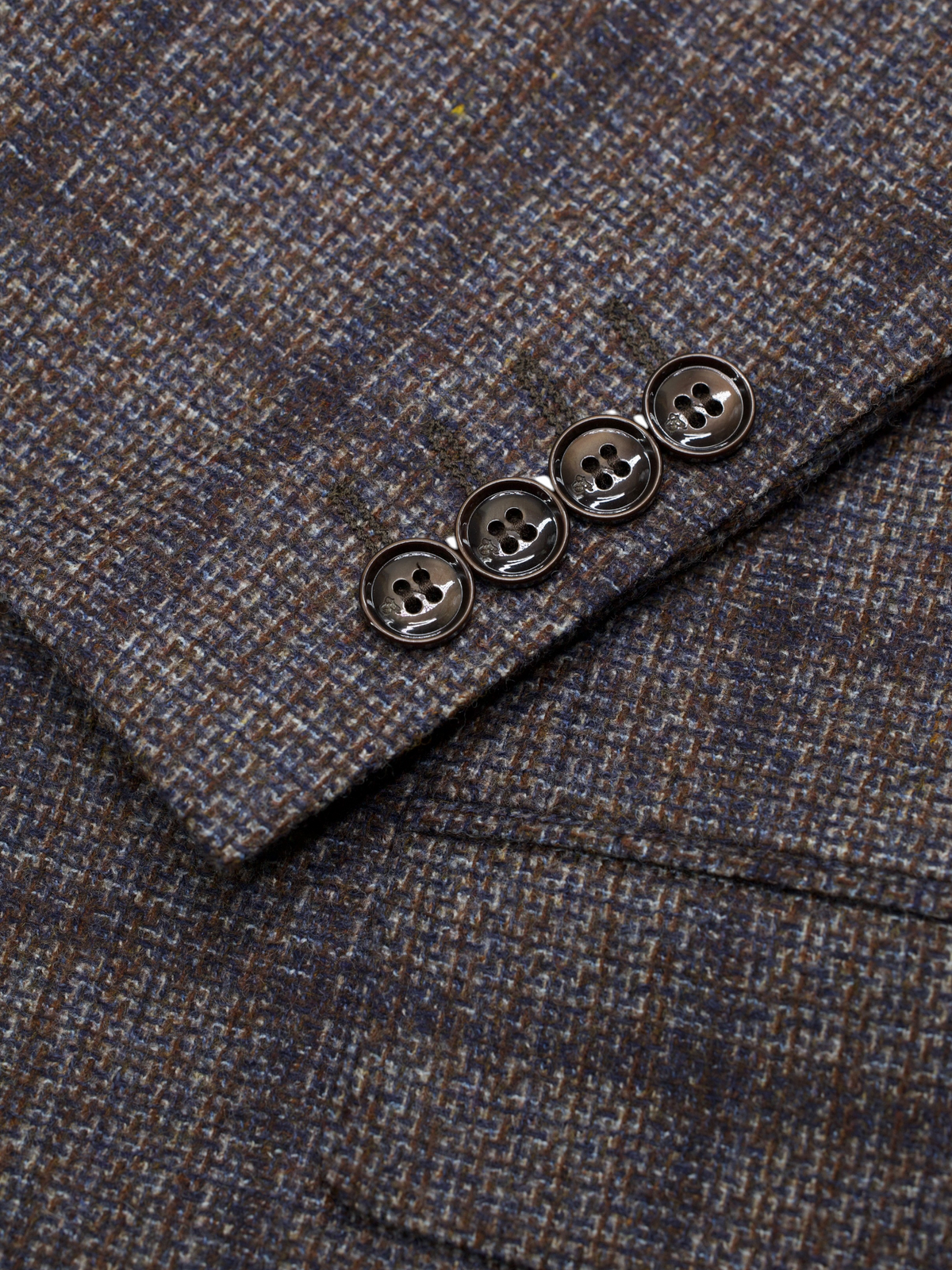 Canali Warm Taupe & Blue Wool Windowpane Jacket