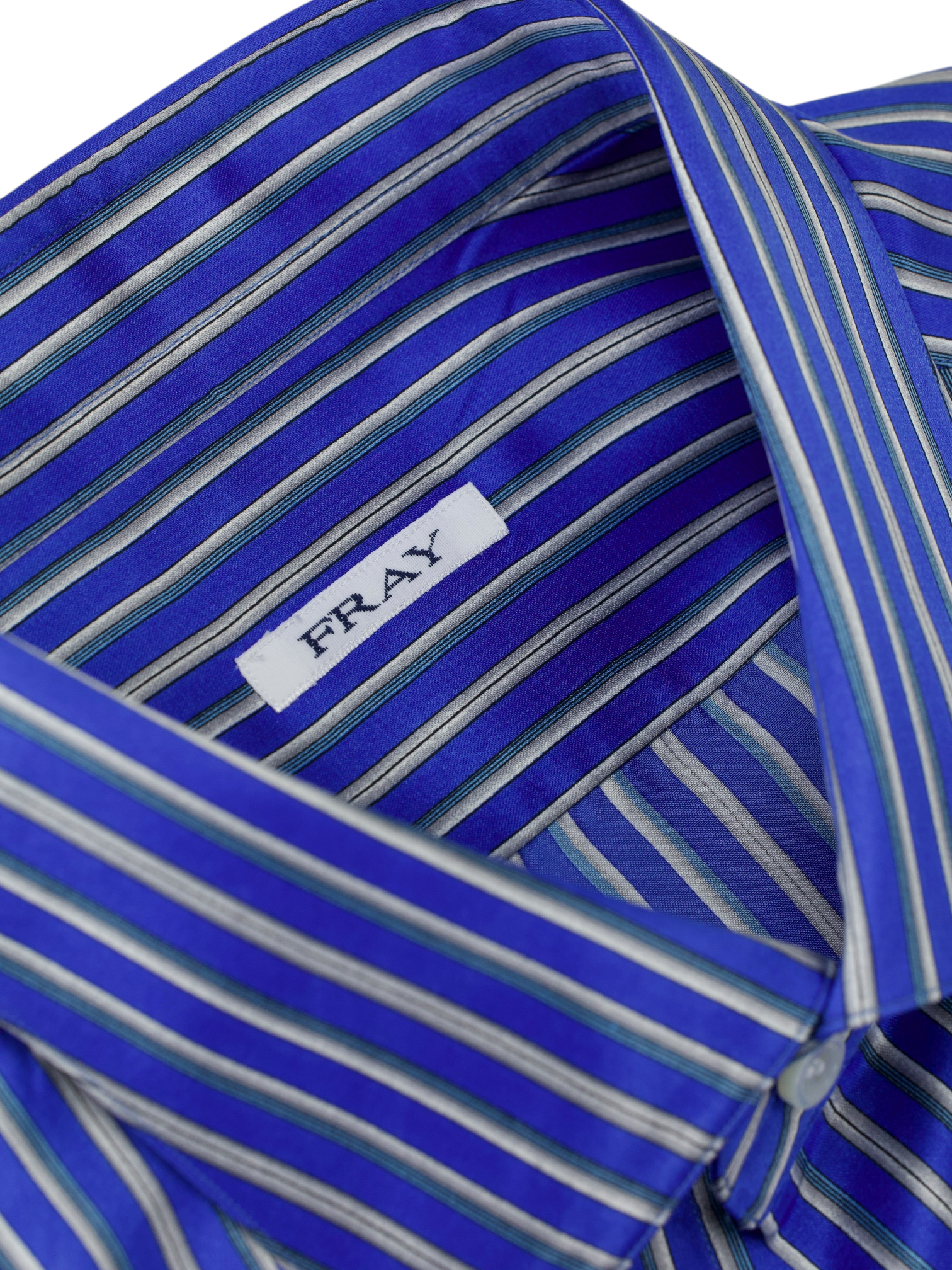 Fray Azure Blue Pure Silk Striped Summer Shirt