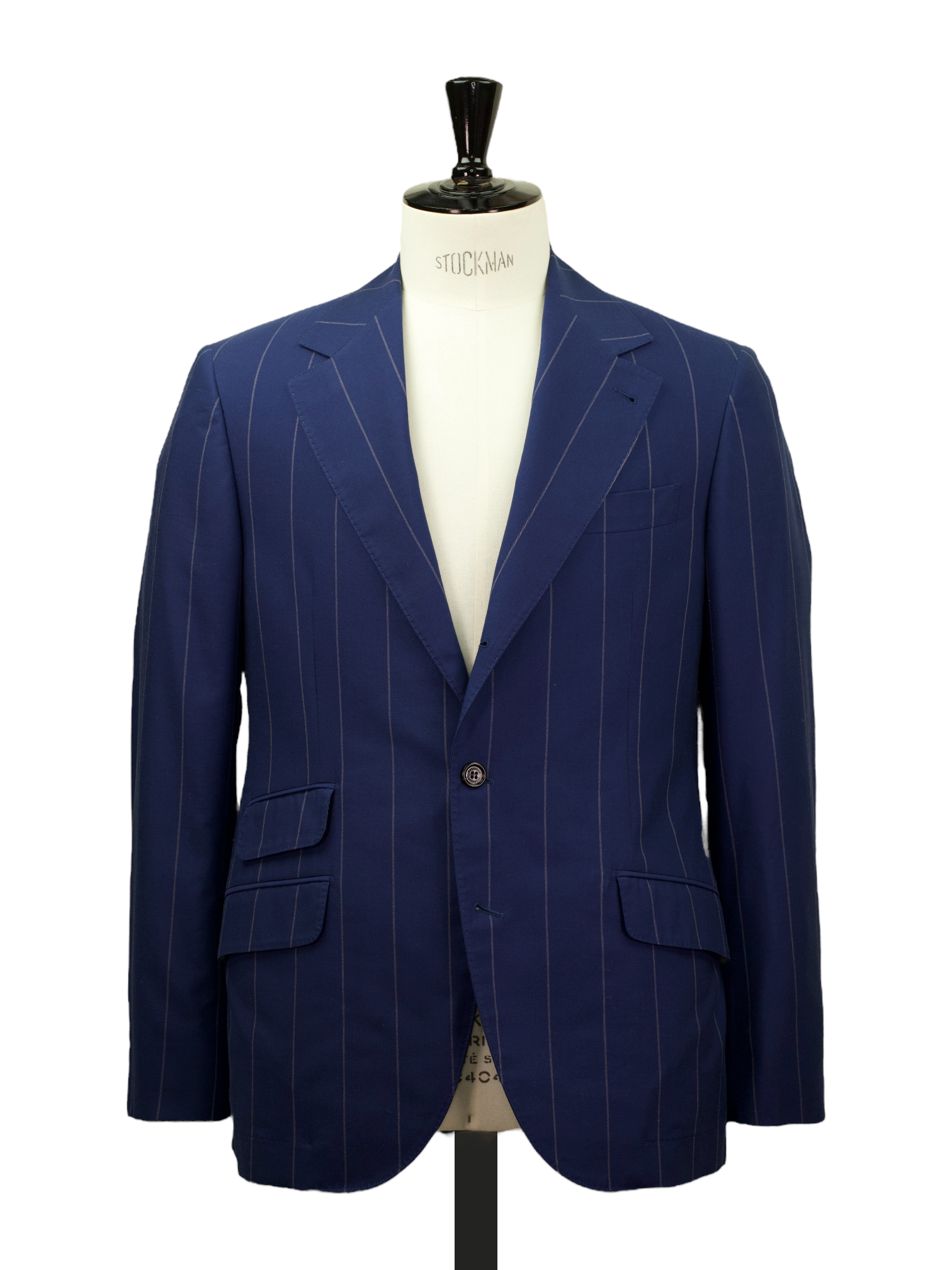 Brunello Cucinelli Azure Blue Wool & Cotton Chalkstripe Jacket