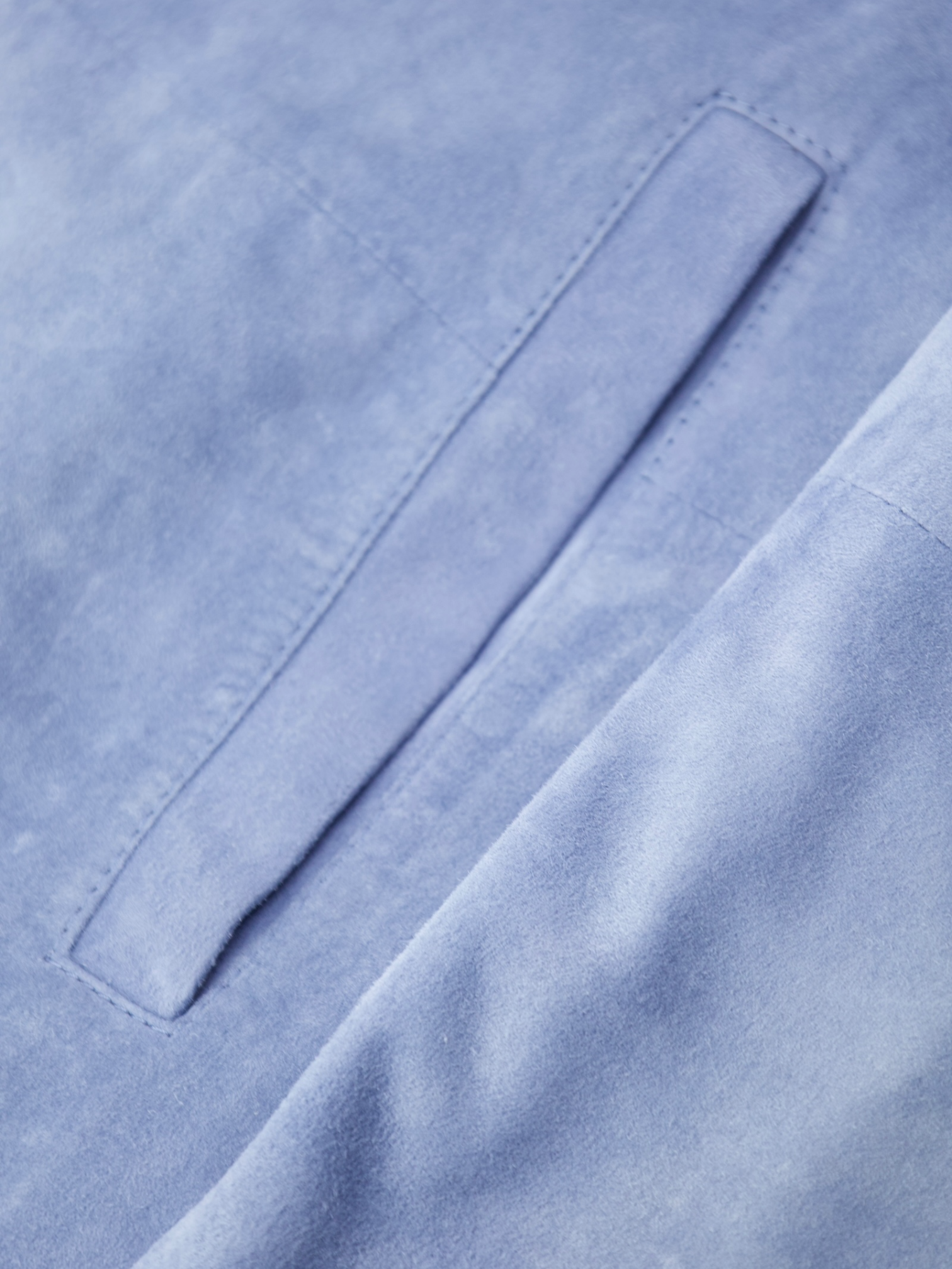 Mandelli Light Blue Goatskin Suede Overshirt Jacket