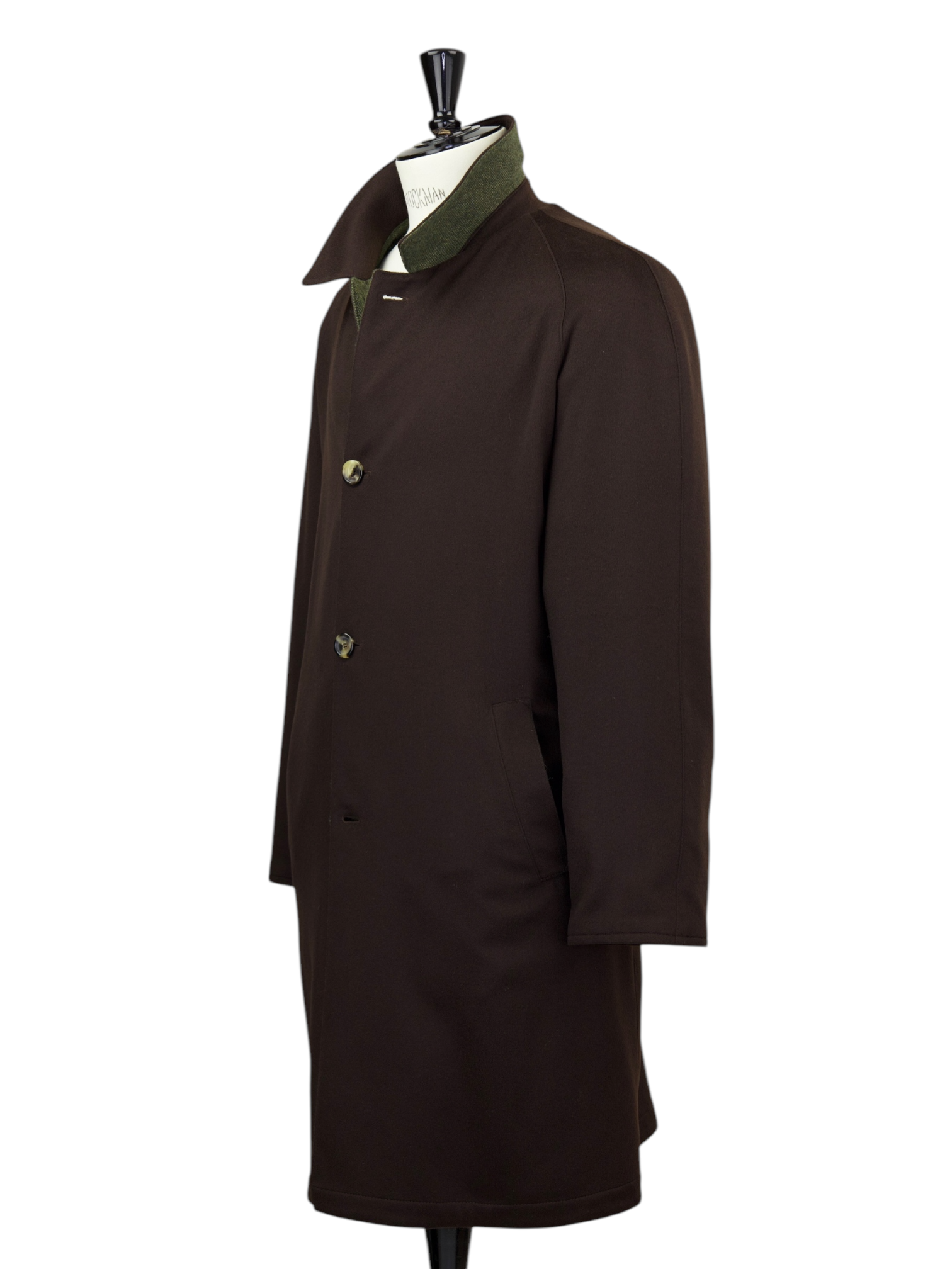 Kiton Chocolate Brown & Olive Green Reversible Cashmere Coat