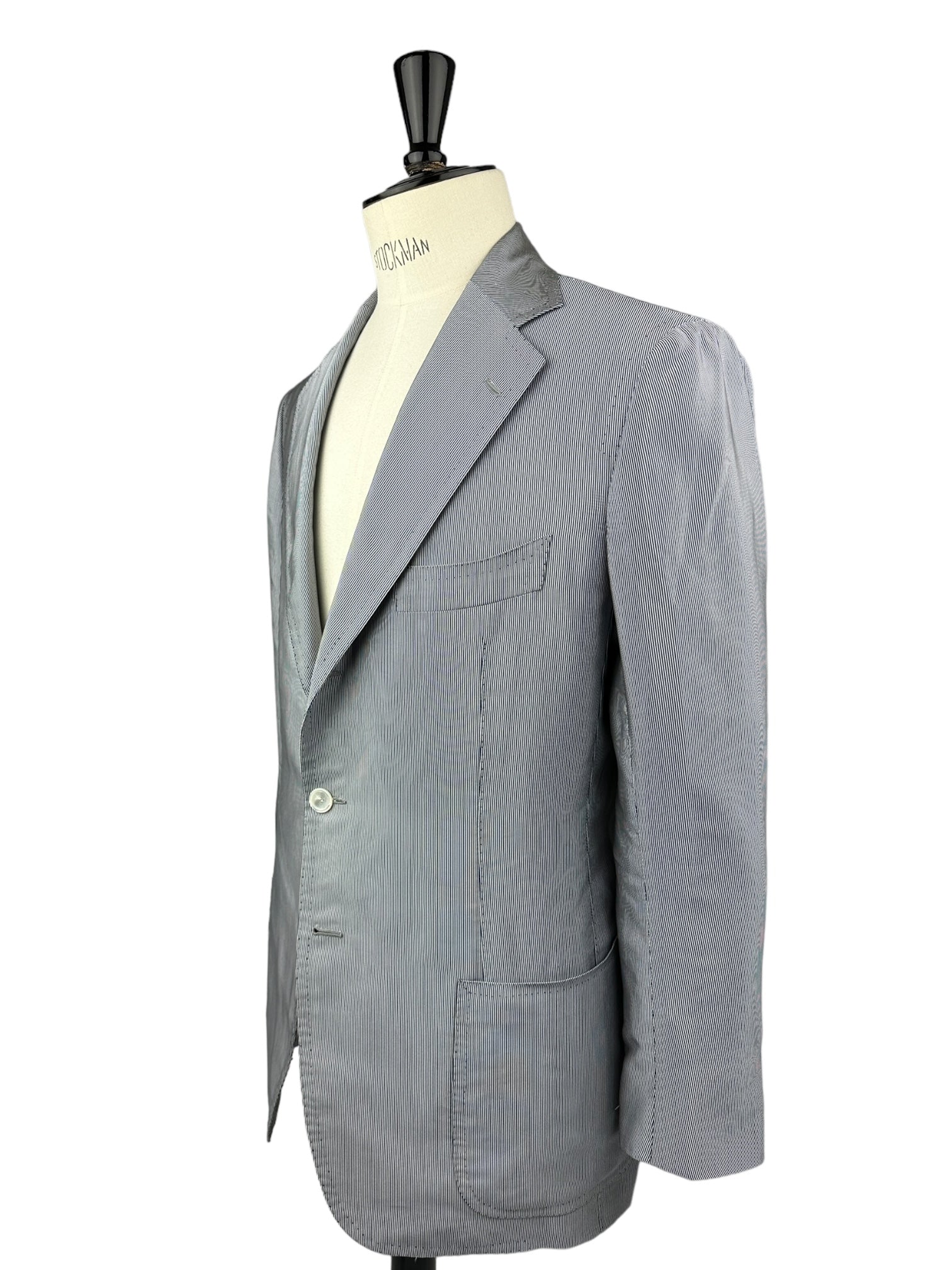 Cesare Attolini Light Grey Silk & Cotton Pinstripe Jacket