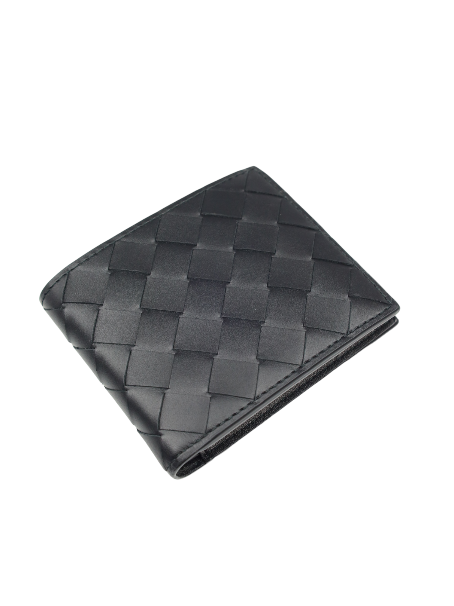 Bottega Veneta Black Intrecciato Leather Billfold Wallet