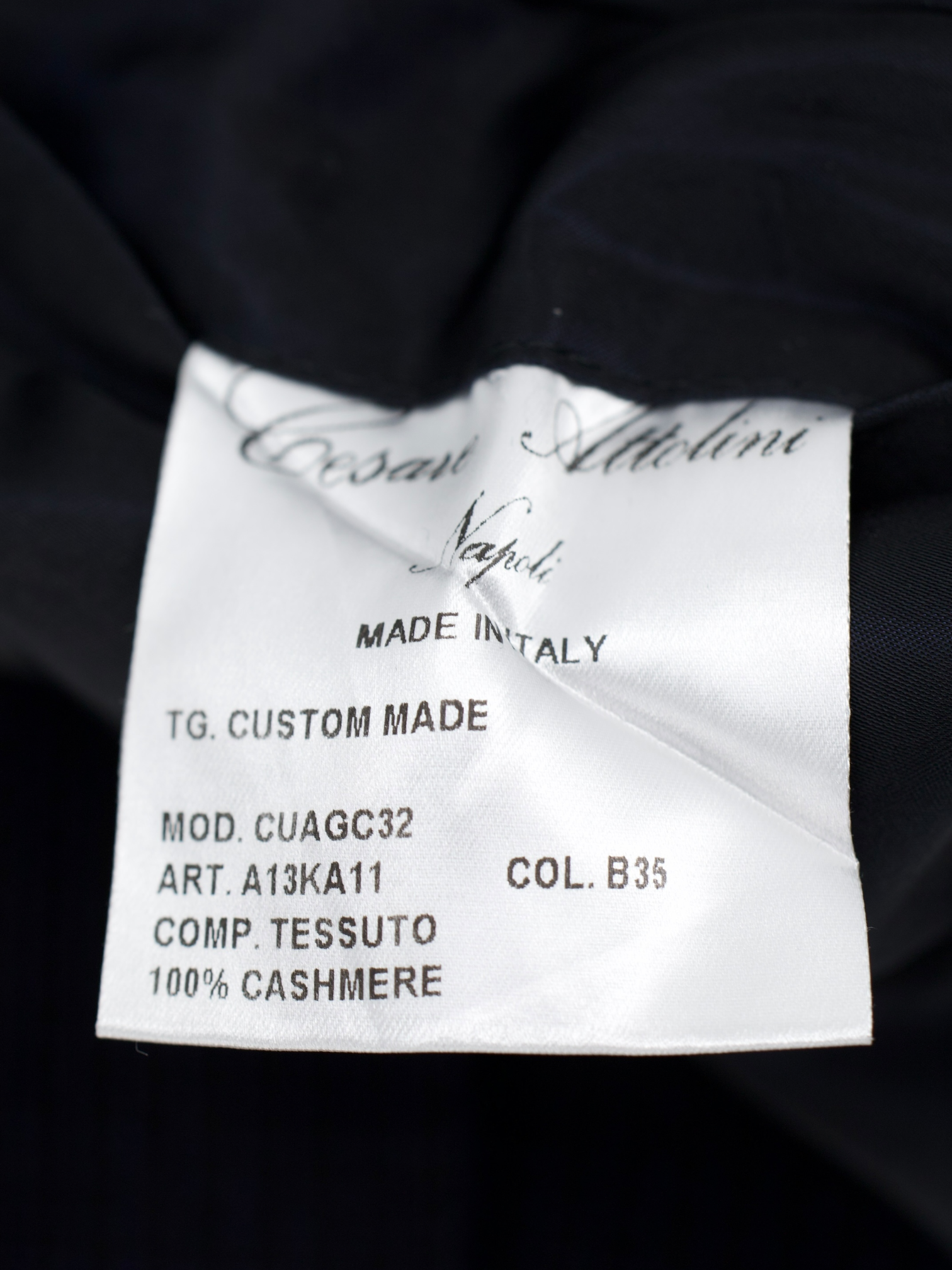 Cesare Attolini Navy Pure Cashmere Bicolor Micro-Pattern Covert Coat